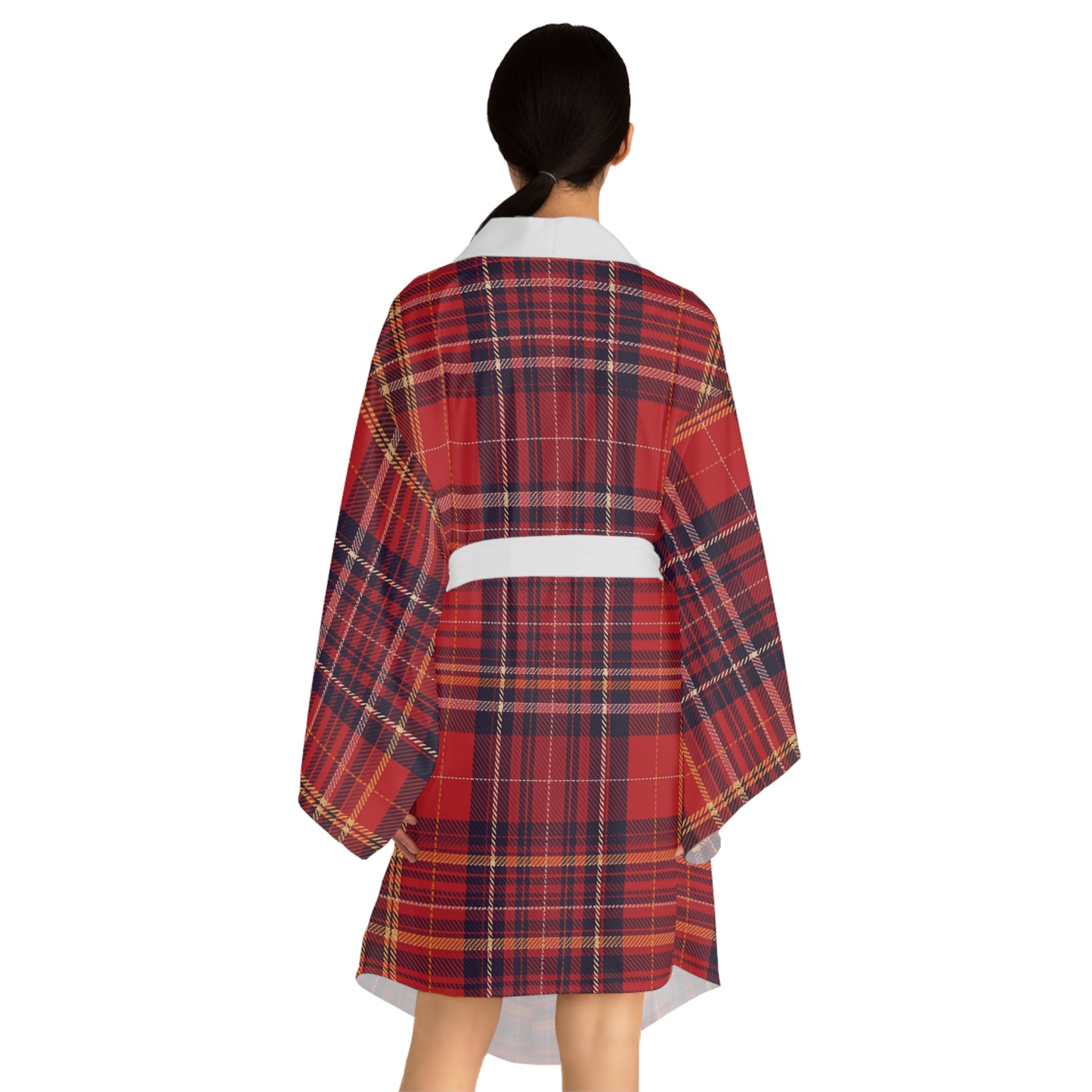 Tartan Long Sleeve Kimono Robe for Cozy Nights, Graduation Gift, Lounge Wear, Holiday Apparel, Fashionable Room Decor