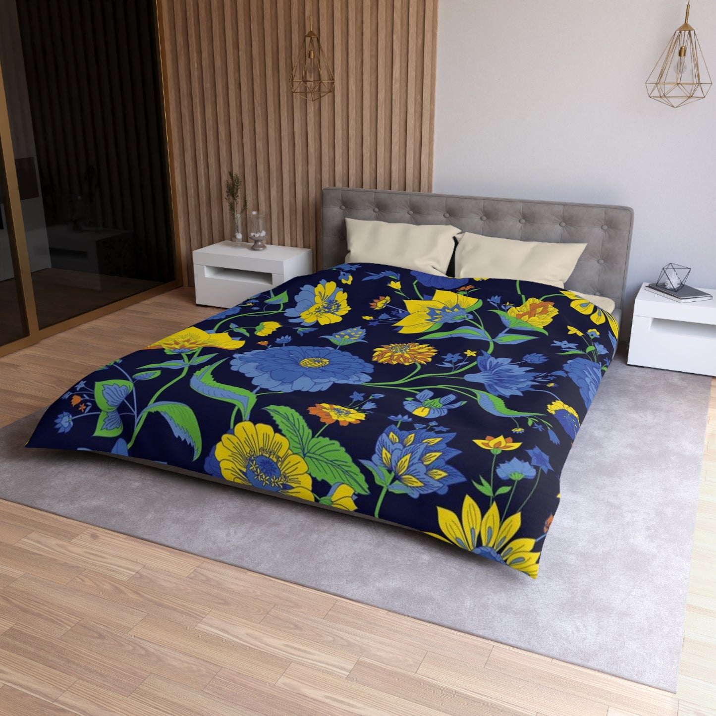Floral Microfiber Duvet Cover - Vibrant Bedding Set, Botanical Home Decor, Spring Bedroom Aesthetic, Flower Print Comforter