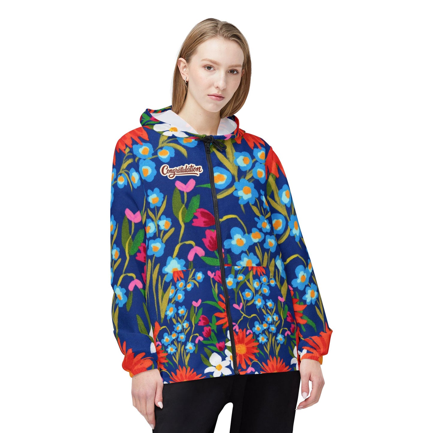 Floral Print Windbreaker Jacket, Stylish Waterproof Jacket, Summer Layer, Outdoor Gear, Gift for Her, Festival Fashion, Travel Essential