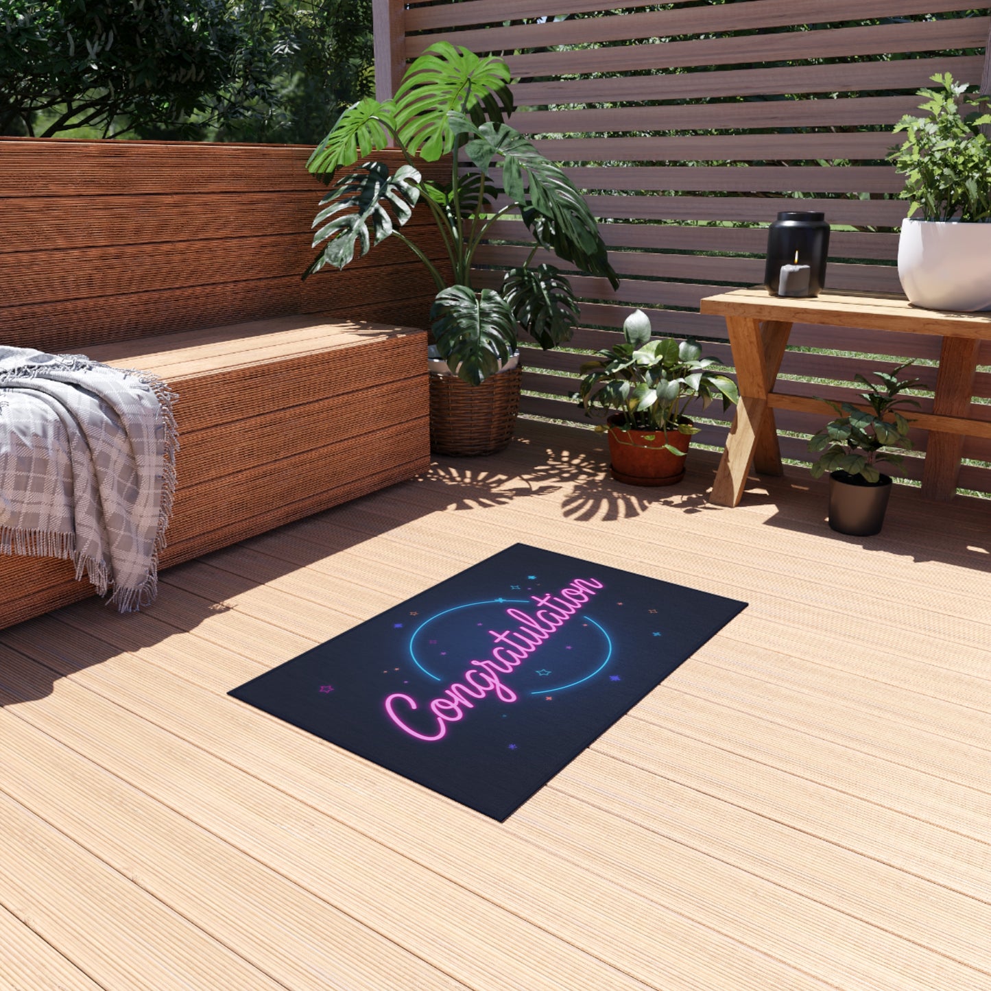 Outdoor Celebration Rug, Congratulations Decor, Patio Mat, Summer Entertaining, Garden Party, Event Decoration