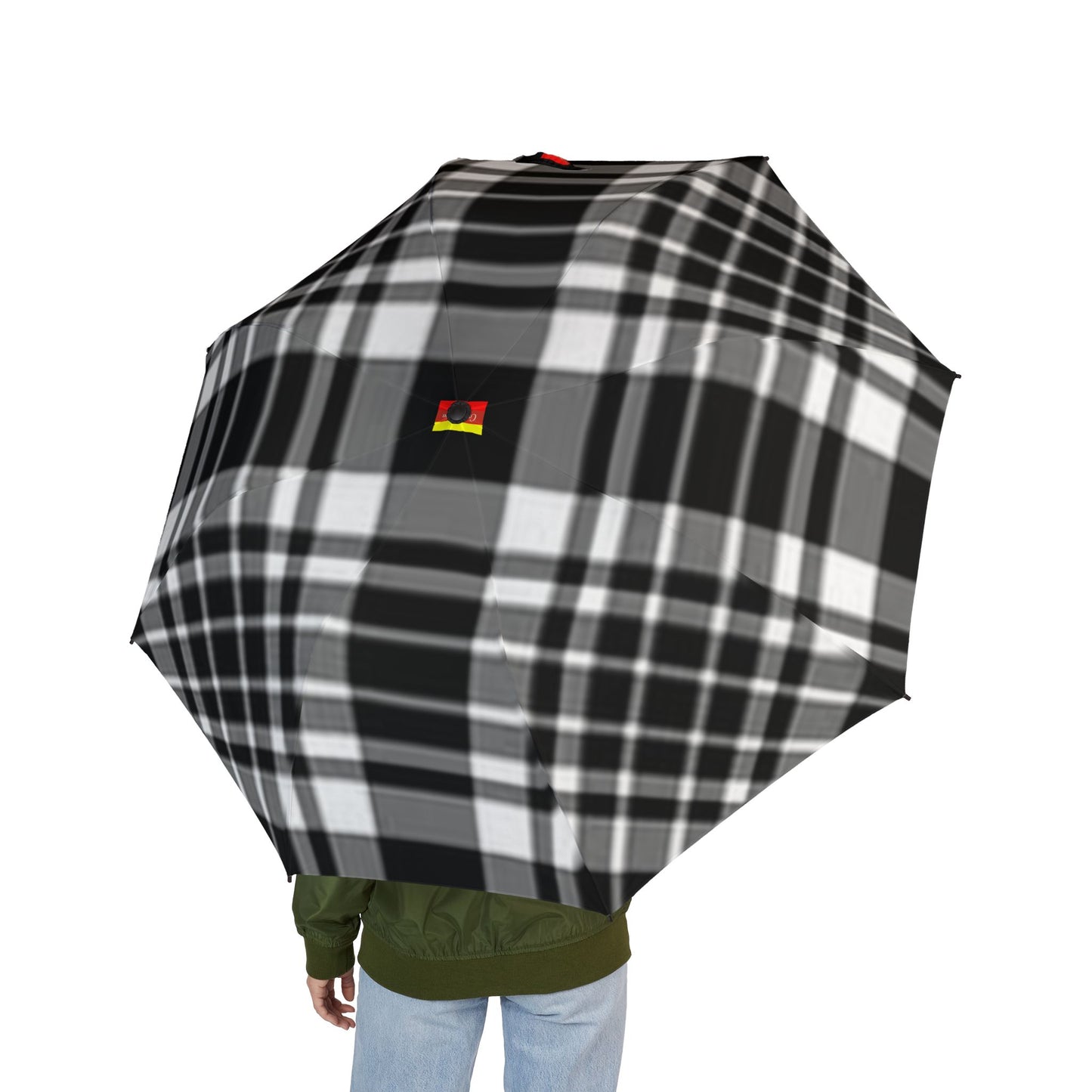 Chic Plaid Semi-Automatic Umbrella | Travel Accessory, Rain Gear, Stylish Gift, Outdoor Essential, Fashion Statement