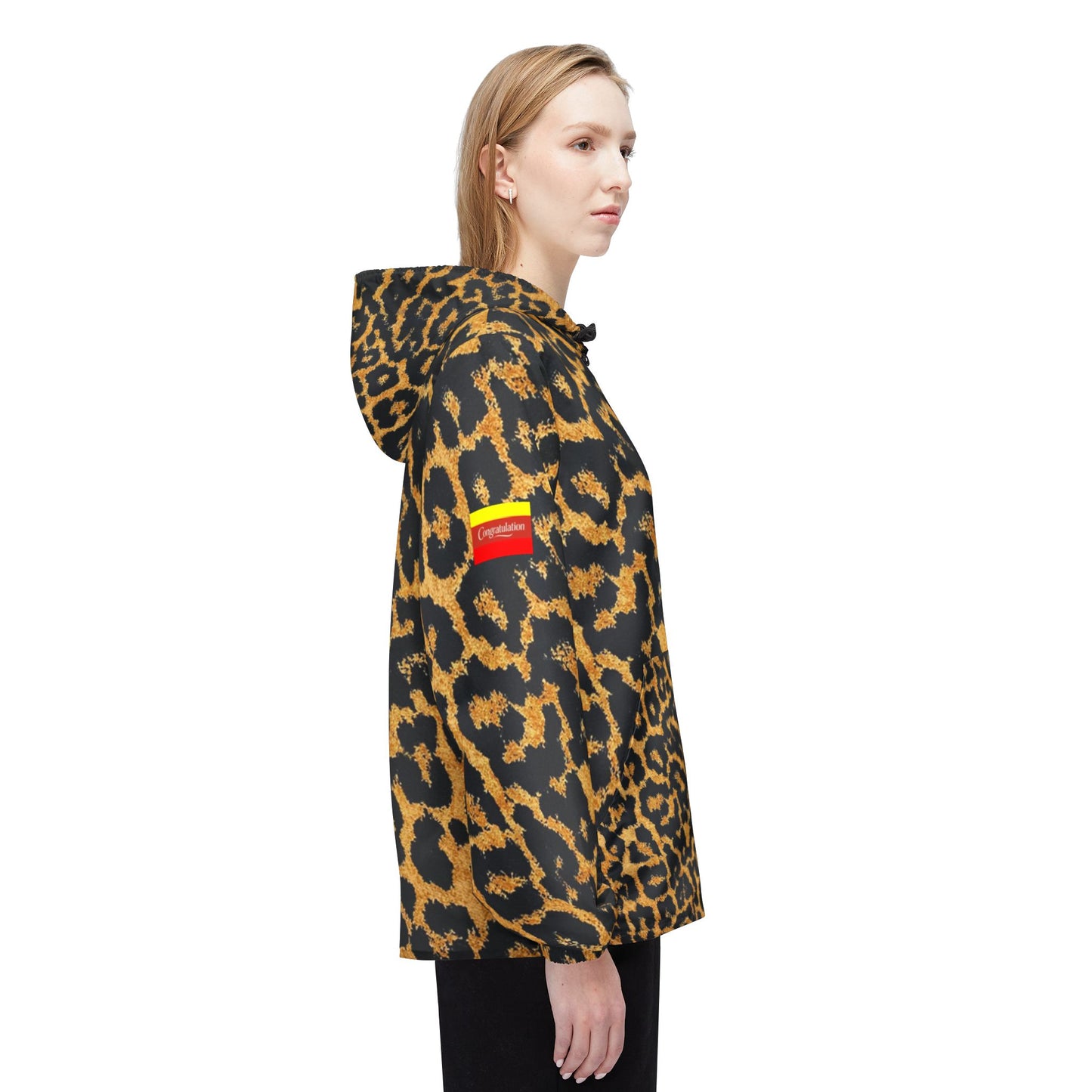Stylish Leopard Print Windbreaker Jacket, Trendy Outerwear, Rain Jacket, Statement Piece, Animal Print Apparel, Casual Chic
