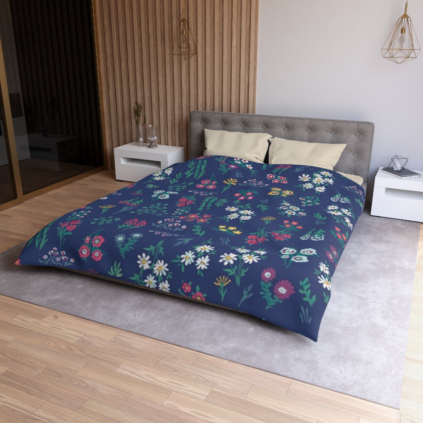 Floral Microfiber Duvet Cover – Cozy Bedroom Decor, Boho Bedding, Flower Print Comforter, Gift for Her, Vibrant Home Textiles