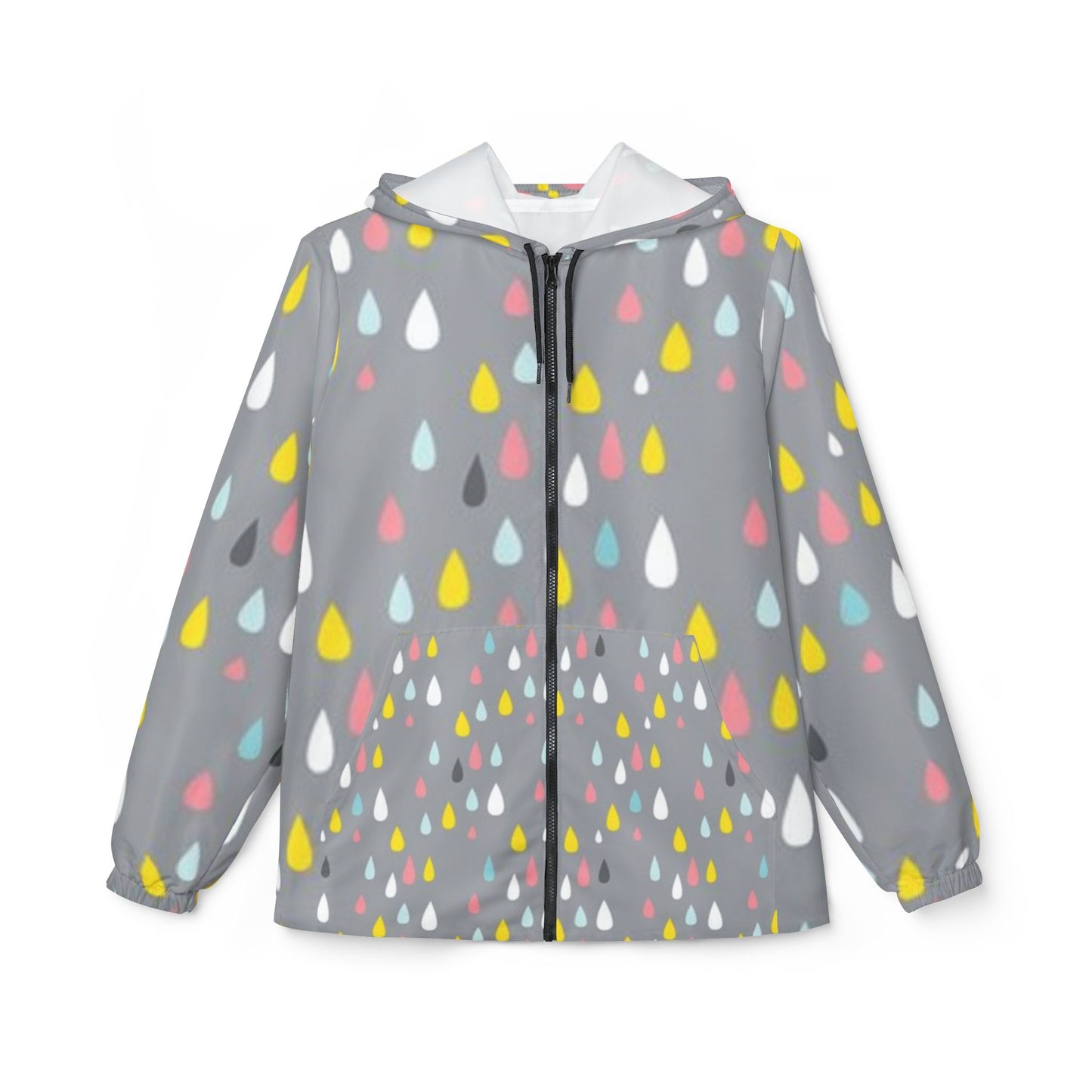 Colorful Rain Droplet Windbreaker Jacket - Perfect for Celebrations, Birthday Gift, Outdoor Fun, Everyday Wear, Stylish Rainy Day Opp