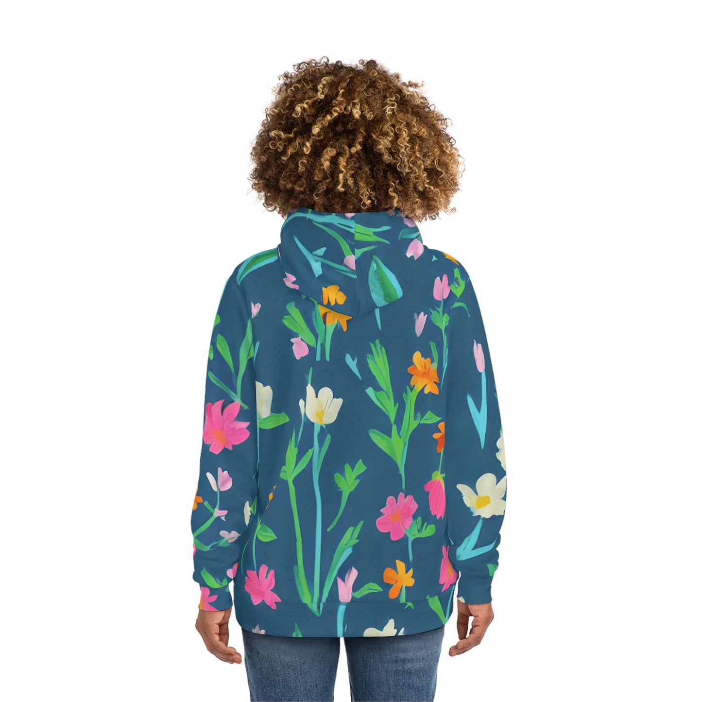 Floral AOP Hoodie, Colorful Spring Sweatshirt, Botanical Print Fashion Top, Gift for Nature Lovers, Cozy Casual Wear