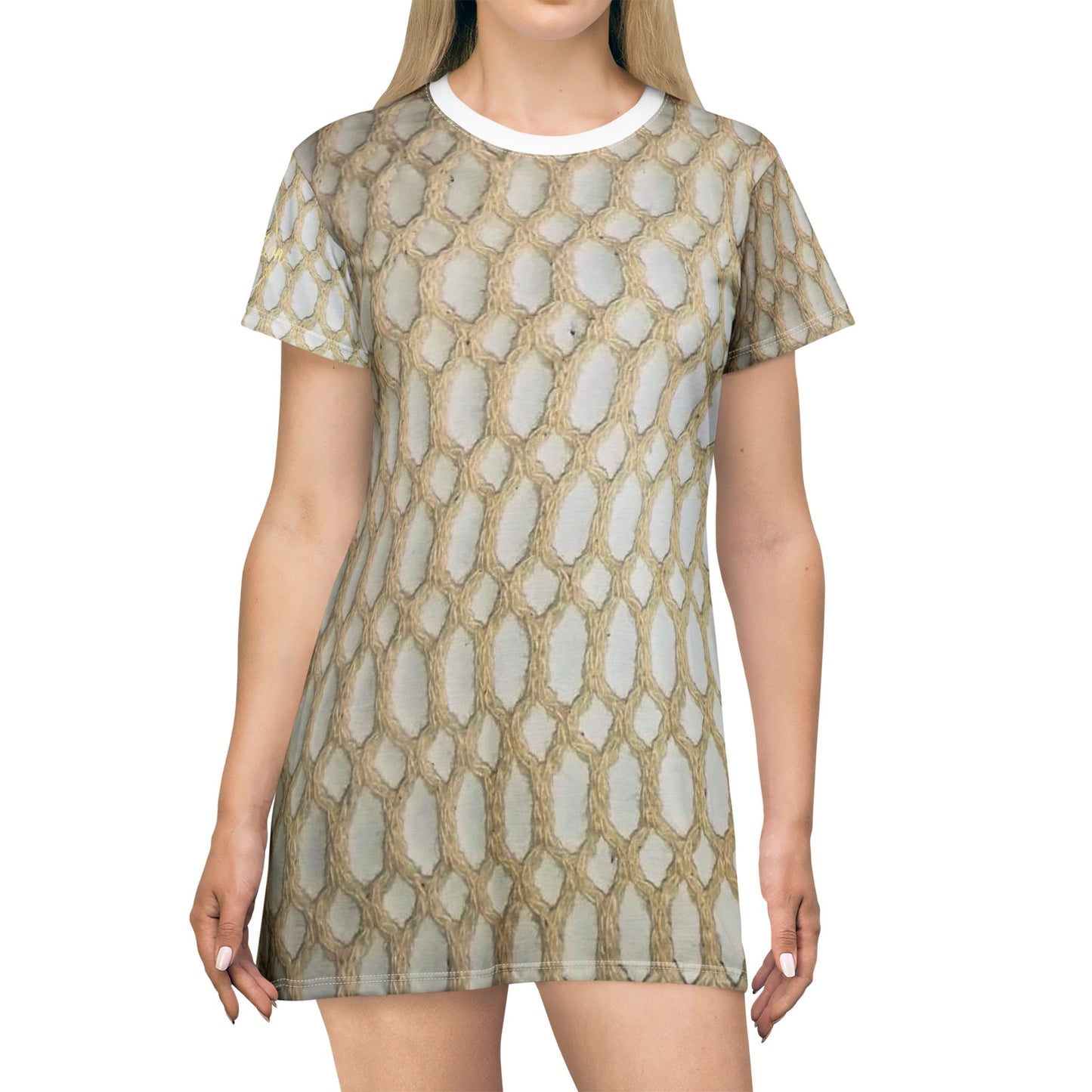 Chic Patterned T-Shirt Dress, Casual Summer Dress, Unique Fashion, Eco-friendly Outfit, Beachwear, Everyday Dress