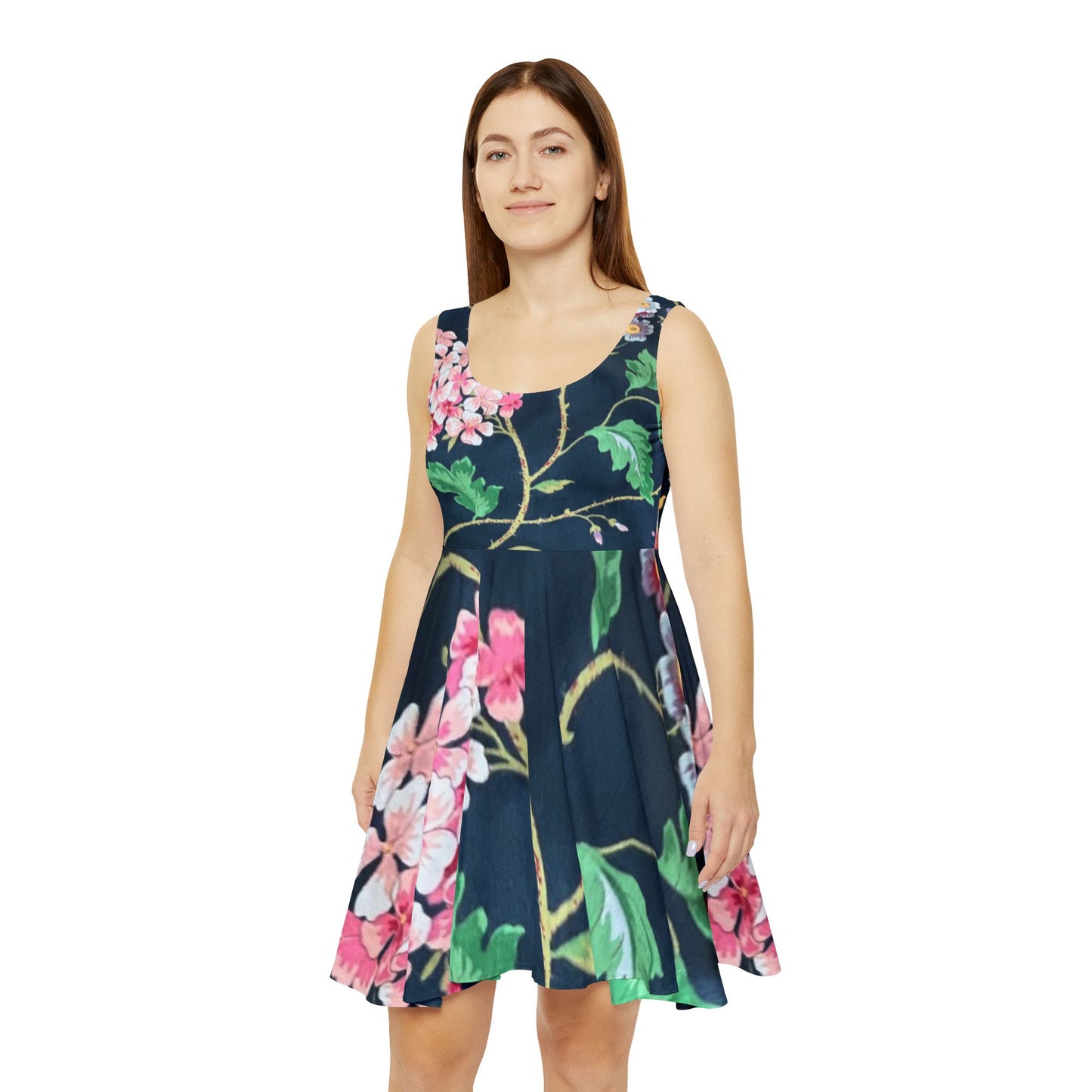 Floral Women's Skater Dress, Perfect for Summer Parties, Casual Outings, Date Nights, Garden Events, Eco-Friendly Fashion