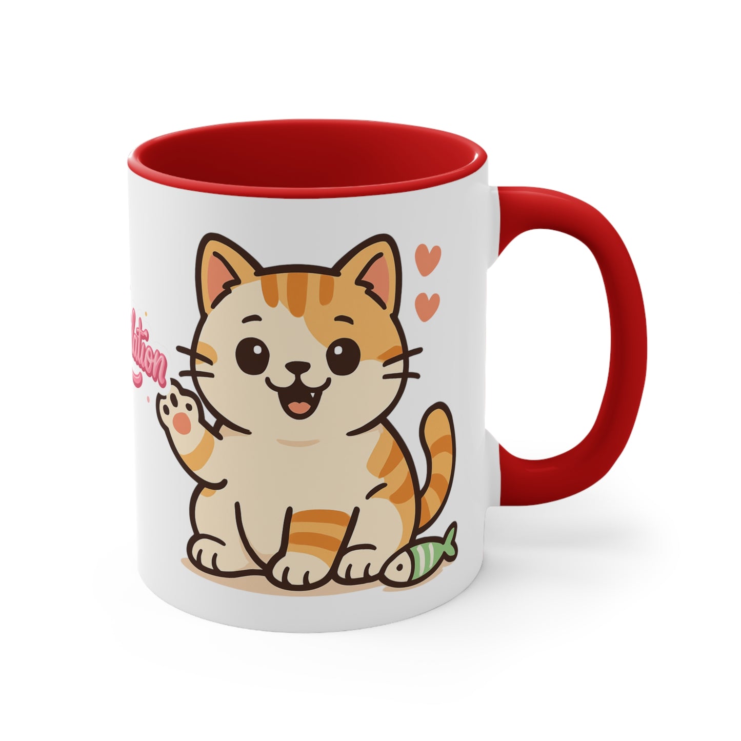 Celebratory Cat Accent Mug - Cute Congratulation Gift, Cat Lover Coffee Cup, Animal Art Mug, Joyful Drinkware, Cute Kitty Gift