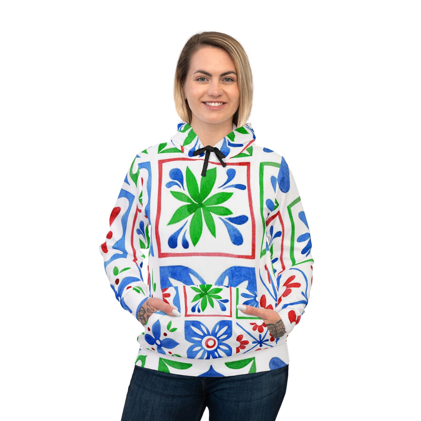 Colorful Floral Athletic Hoodie for Active Lifestyles, Fitness Wear, Casual Sweatshirt, Workout Gear, Unique Gift Idea