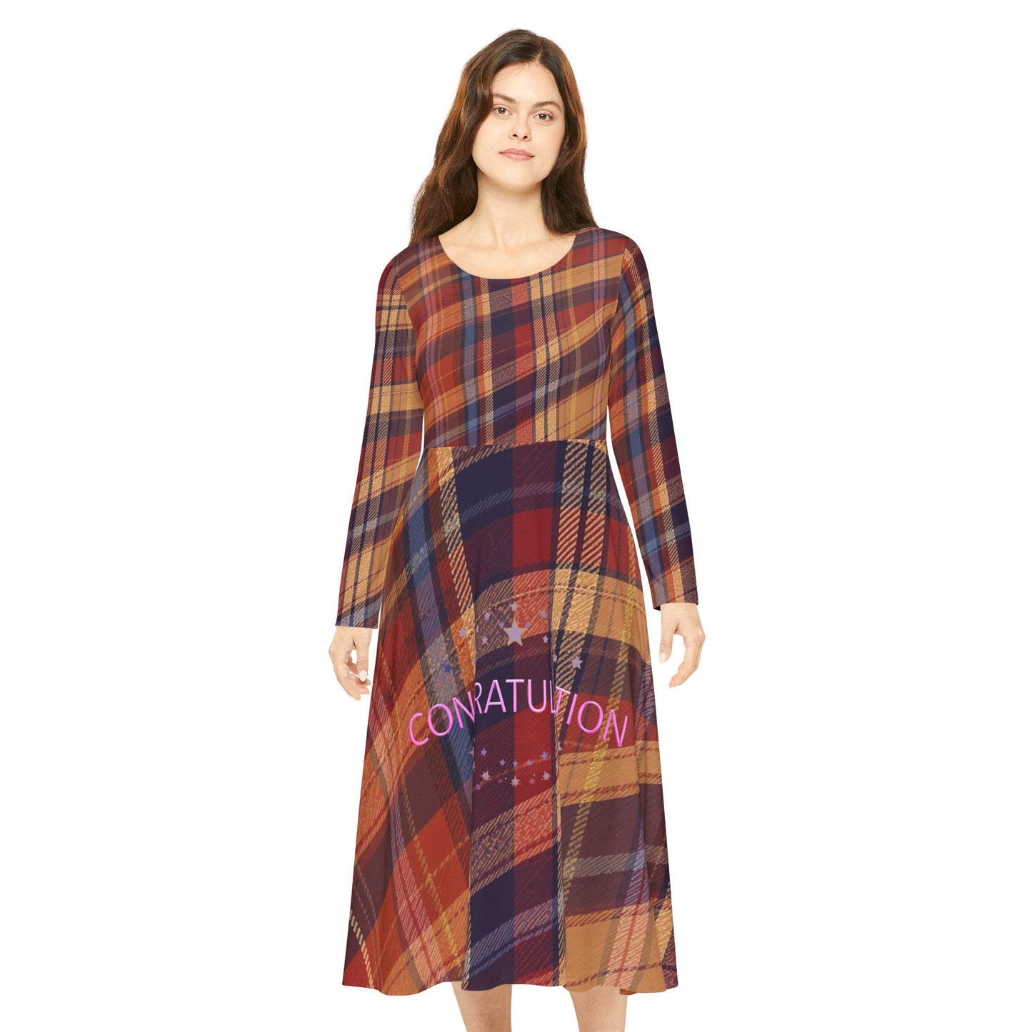 Plaid Women's Long Sleeve Dance Dress - Perfect for Celebrations, Parties, Fall Events, and Everyday Wear, Stylish, Comfortable