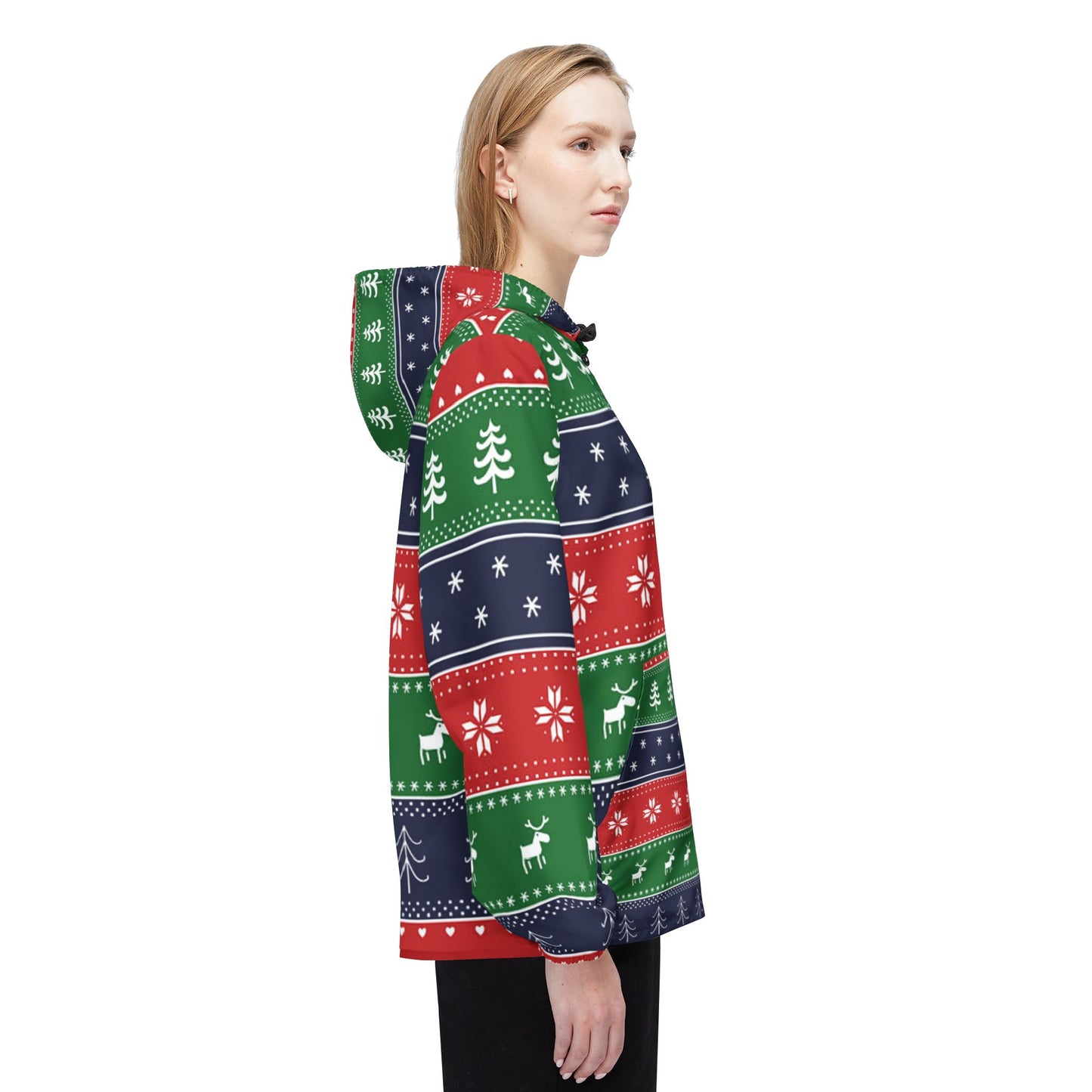 Festive Windbreaker Jacket, Cozy Holiday Outerwear, Christmas Jacket, Winter Wardrobe Staple, Perfect Gift for Her, Outdoor Adventure