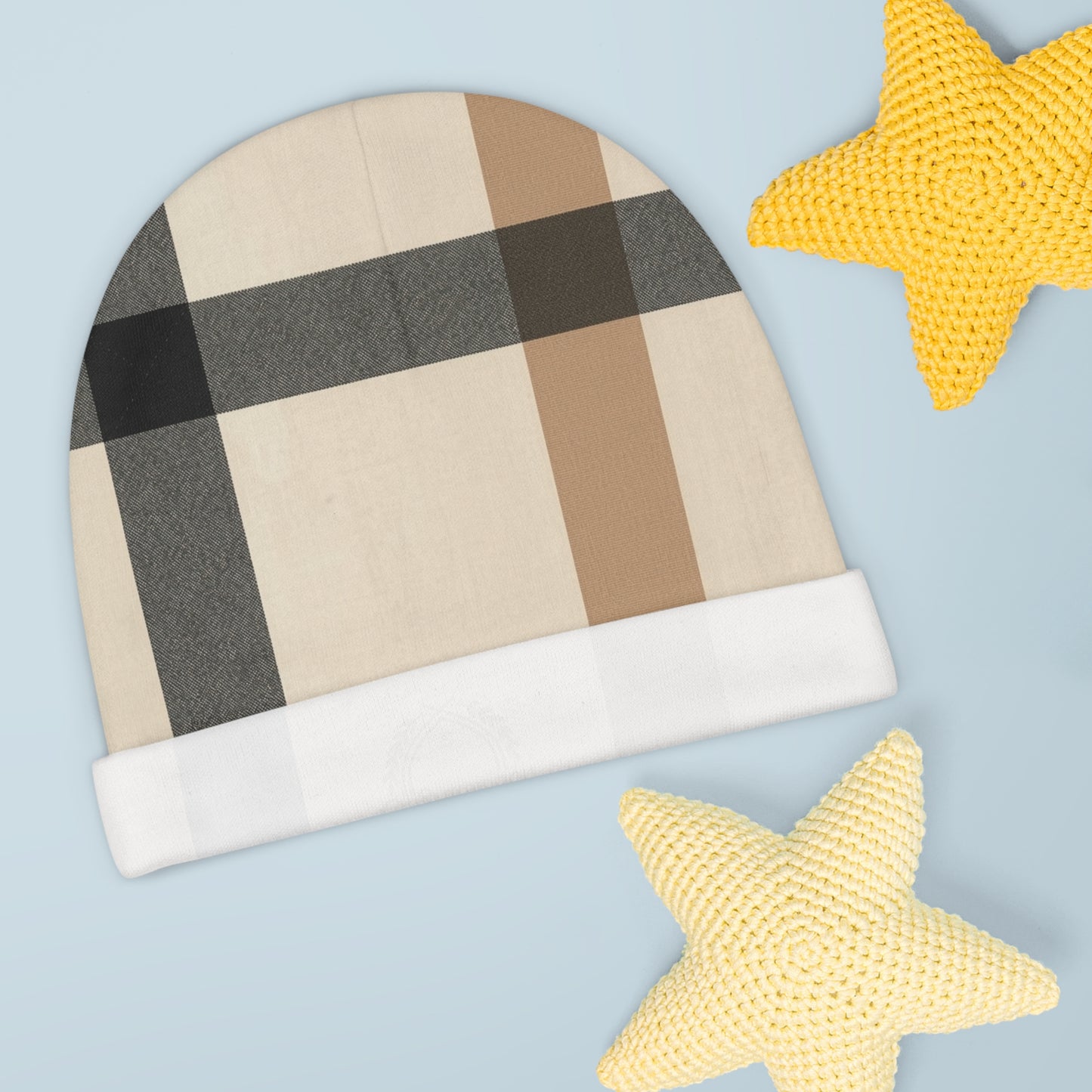 Stylish Baby Beanie, Plaid Infant Hat, Newborn Gift, Unisex Baby Beanie, Cute Baby Accessories, Baby Shower Present
