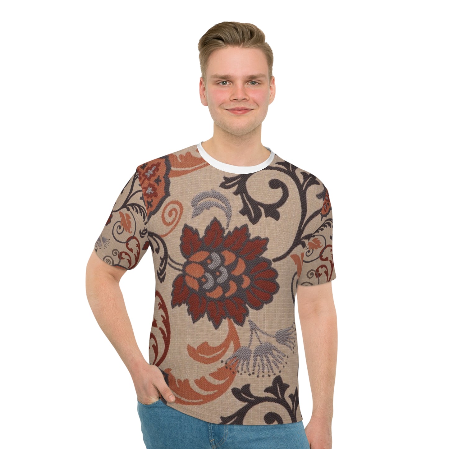 Boho Floral T-Shirt with Unique Pattern, Casual Men's Top, Stylish Summer Apparel, Great for Gifts, Fashion Statement