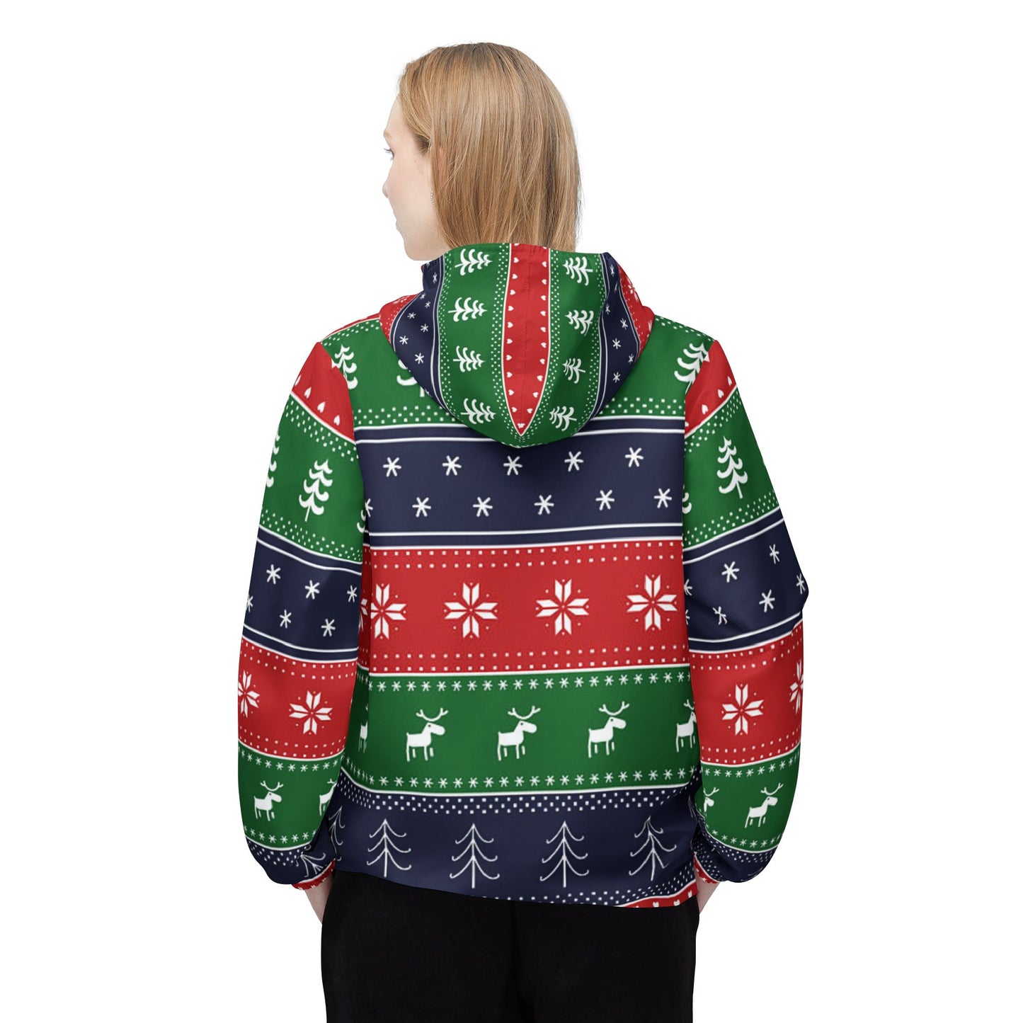 Festive Windbreaker Jacket, Cozy Holiday Outerwear, Christmas Jacket, Winter Wardrobe Staple, Perfect Gift for Her, Outdoor Adventure