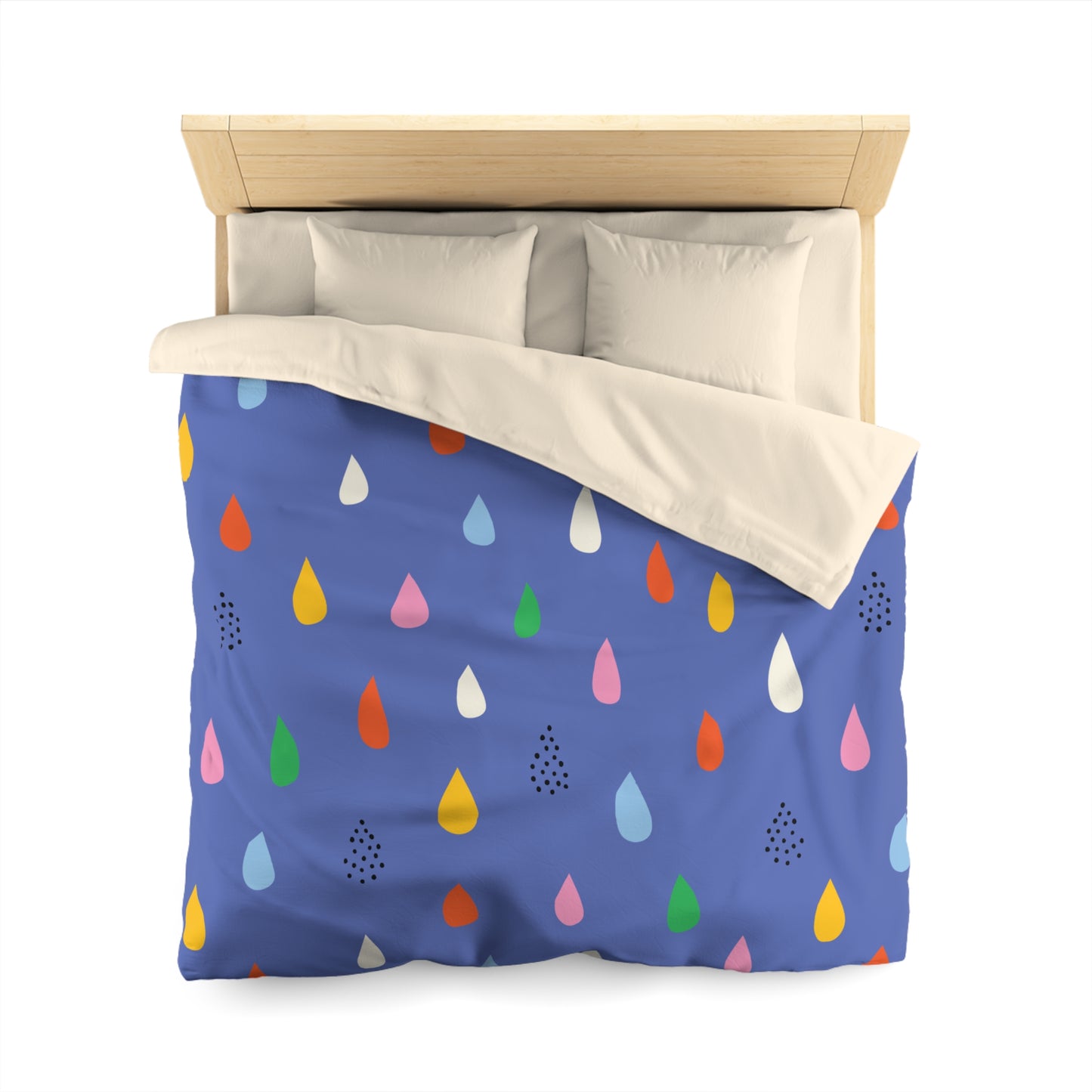 Colorful Raindrop Microfiber Duvet Cover | Cozy Bedding, Home Decor, Kids Room, Rainy Day Vibes, Gift Idea