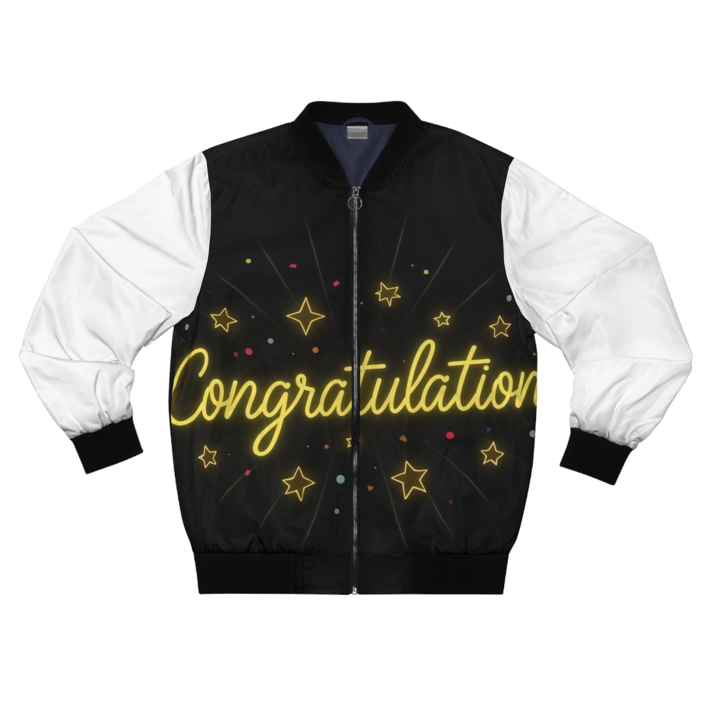 Congratulations Men's Bomber Jacket, Unique Gift, Celebration Jacket, Trendy Outerwear, Stylish Apparel