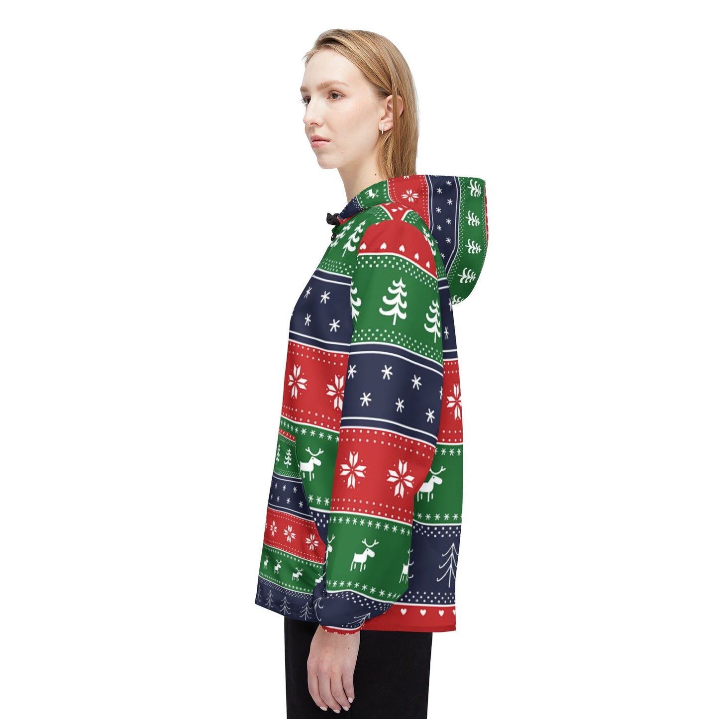 Festive Windbreaker Jacket, Cozy Holiday Outerwear, Christmas Jacket, Winter Wardrobe Staple, Perfect Gift for Her, Outdoor Adventure
