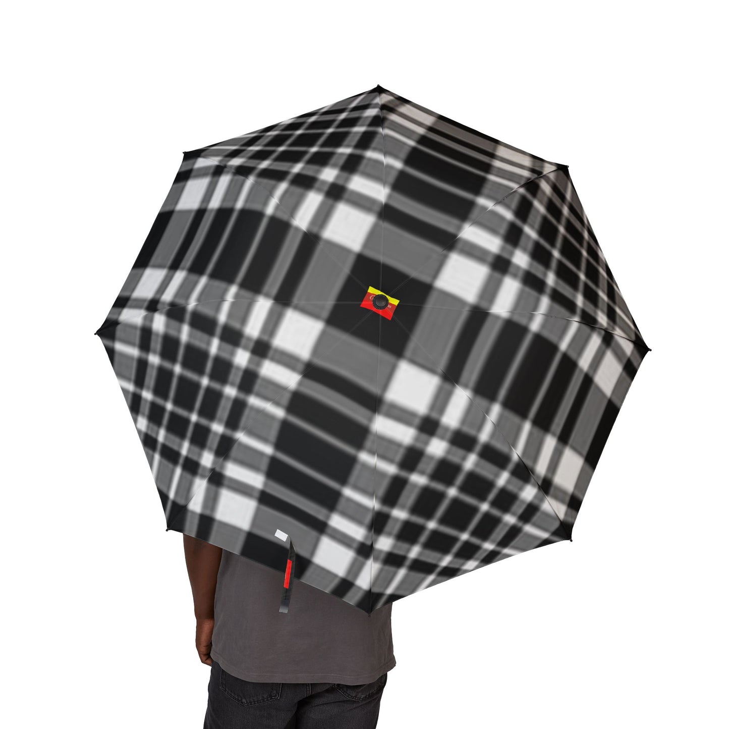 Chic Plaid Semi-Automatic Umbrella | Travel Accessory, Rain Gear, Stylish Gift, Outdoor Essential, Fashion Statement