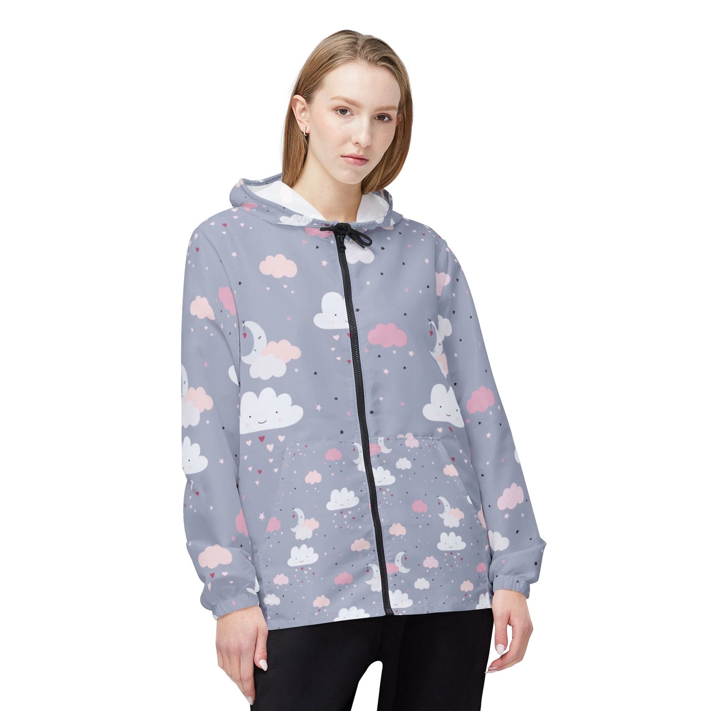 Whimsical Windbreaker Jacket, Fun Rain Gear, Cute Outdoor Jacket, Perfect Gift for Graduates, Stylish AOP Jacket, Trendy Raincoat