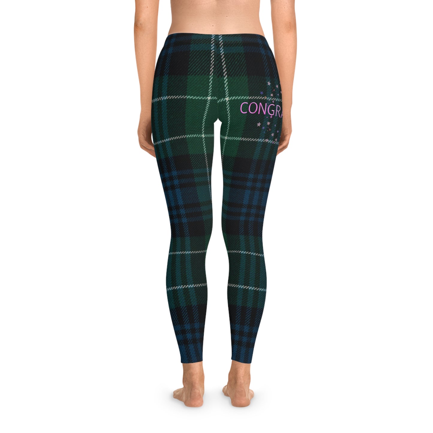 Celebratory Plaid Leggings | Comfortable Stretchy Pants for Events, Party Wear, Everyday Comfort, Gift for New Moms, Holiday Apparel