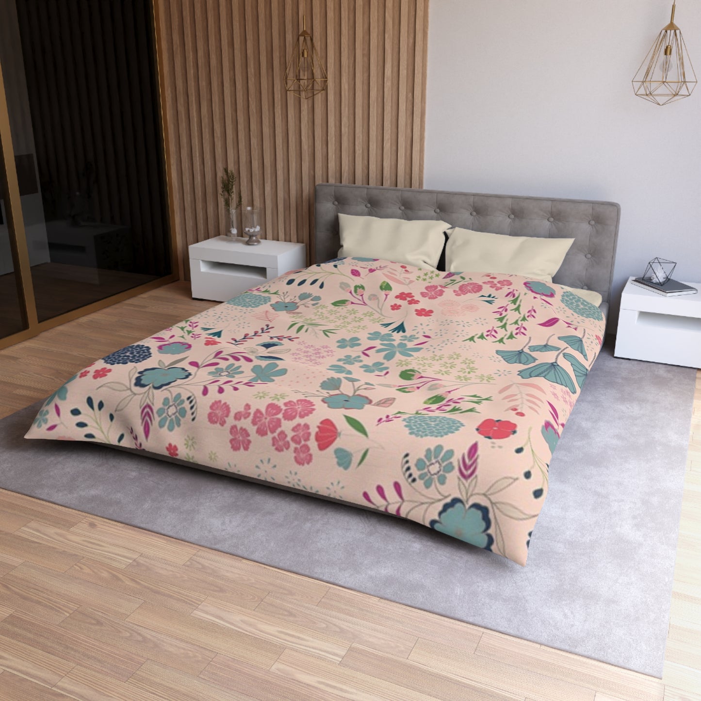 Floral Microfiber Duvet Cover - Cozy Bedding for Home Decor, Spring Bedroom Makeover, Gifts for Her, Relaxing Sleep Environment
