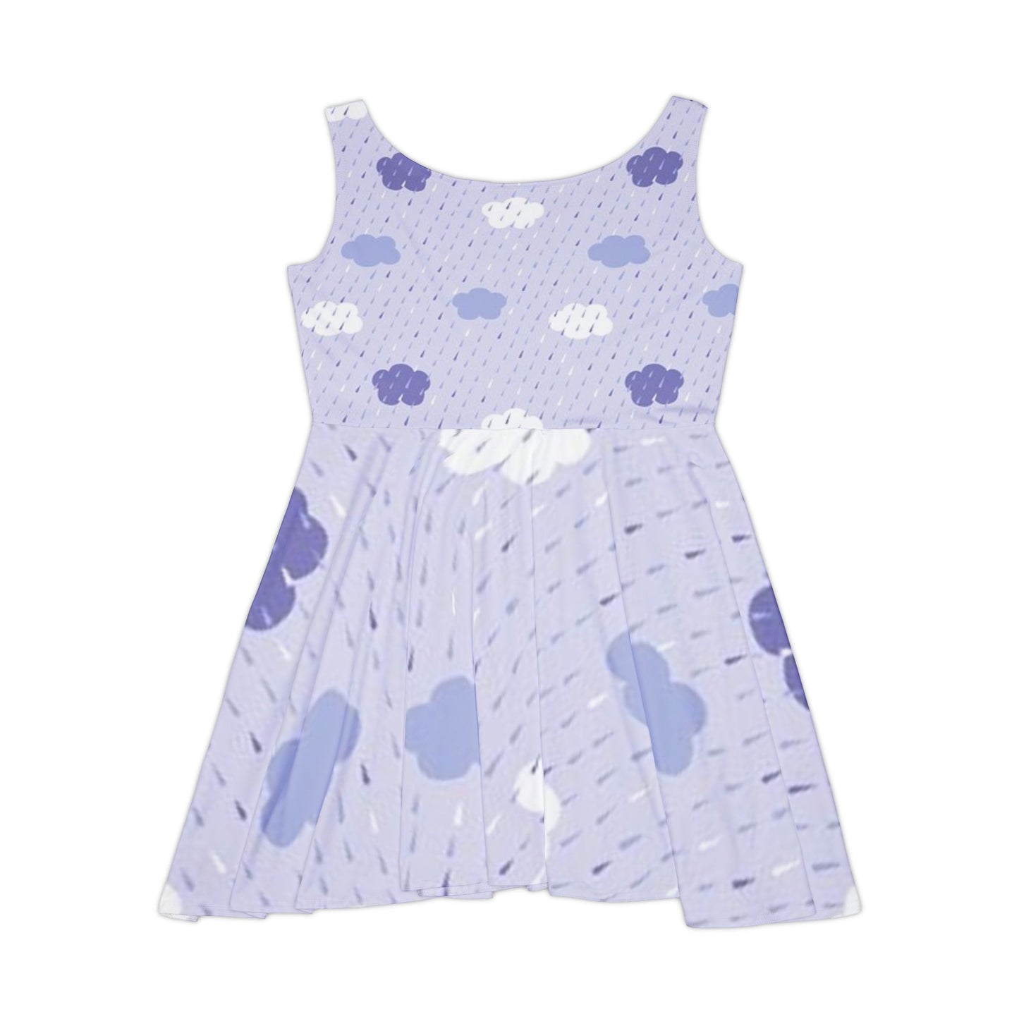 Whimsical Cloud Print Skater Dress, Summer Dress, Casual Dress, Playful Fashion, Perfect for Festivals, Birthday Parties, Spring Outfits