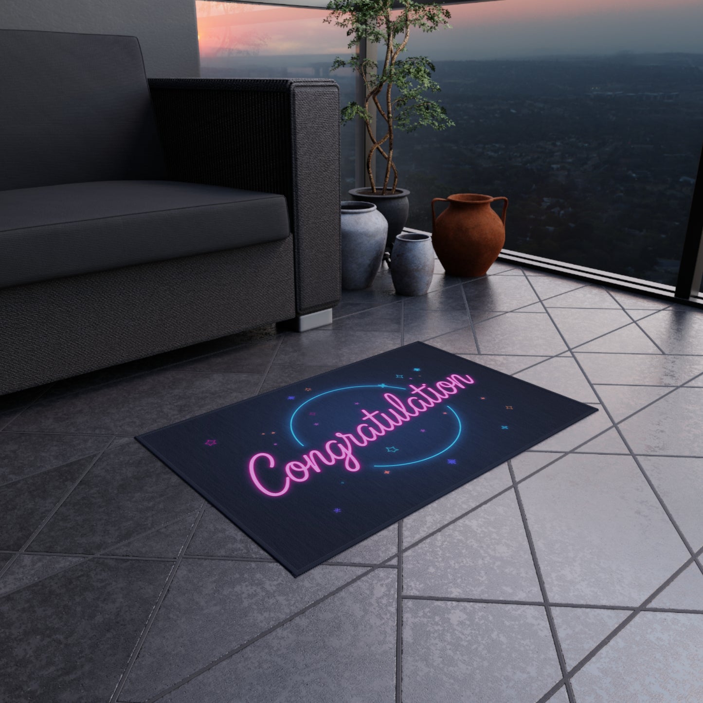 Outdoor Celebration Rug, Congratulations Decor, Patio Mat, Summer Entertaining, Garden Party, Event Decoration