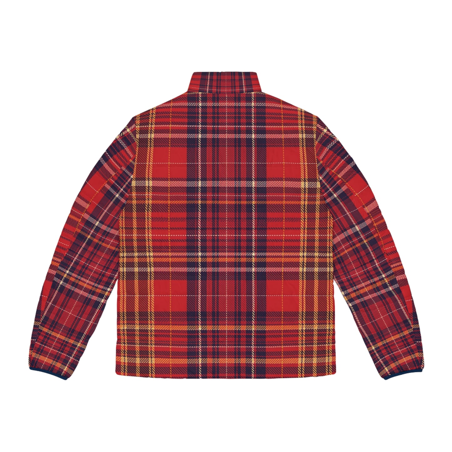 Plaid Men's Puffer Jacket in Red, Cozy Winter Outerwear, Perfect Gift for Holidays, Casual Style, Congratulations Theme