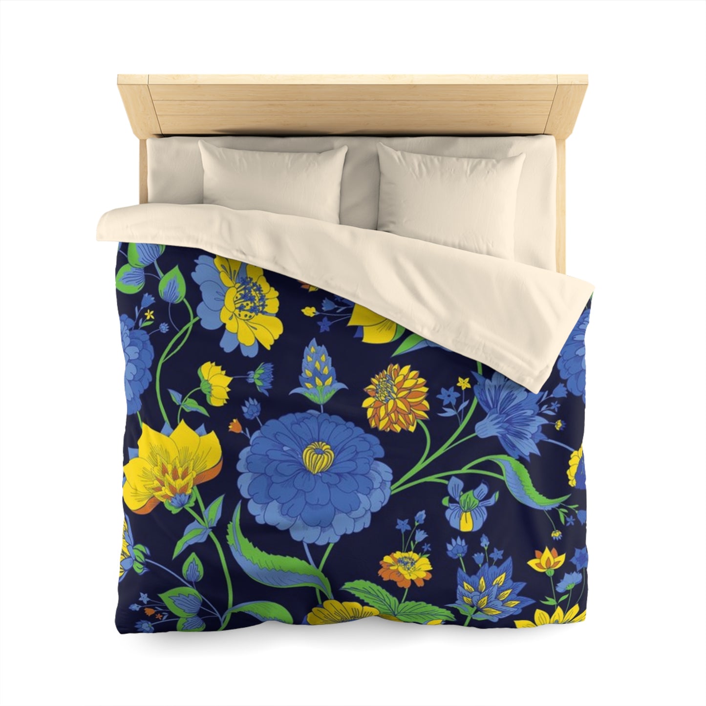Floral Microfiber Duvet Cover - Vibrant Bedding Set, Botanical Home Decor, Spring Bedroom Aesthetic, Flower Print Comforter
