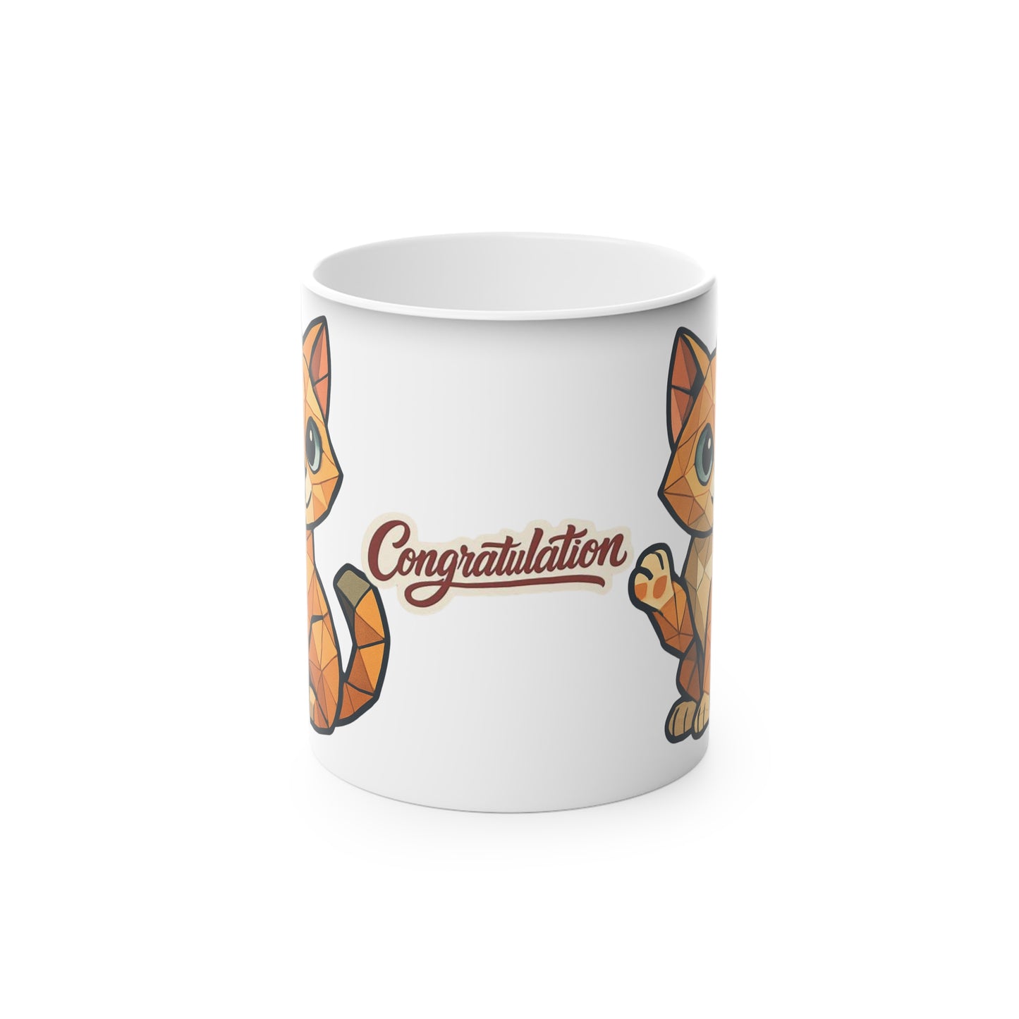 Congratulation Cat Magic Mug, Cute Cat Mug, Cat Lover Gift, Fun Coffee Cup, Unique Animal Mug