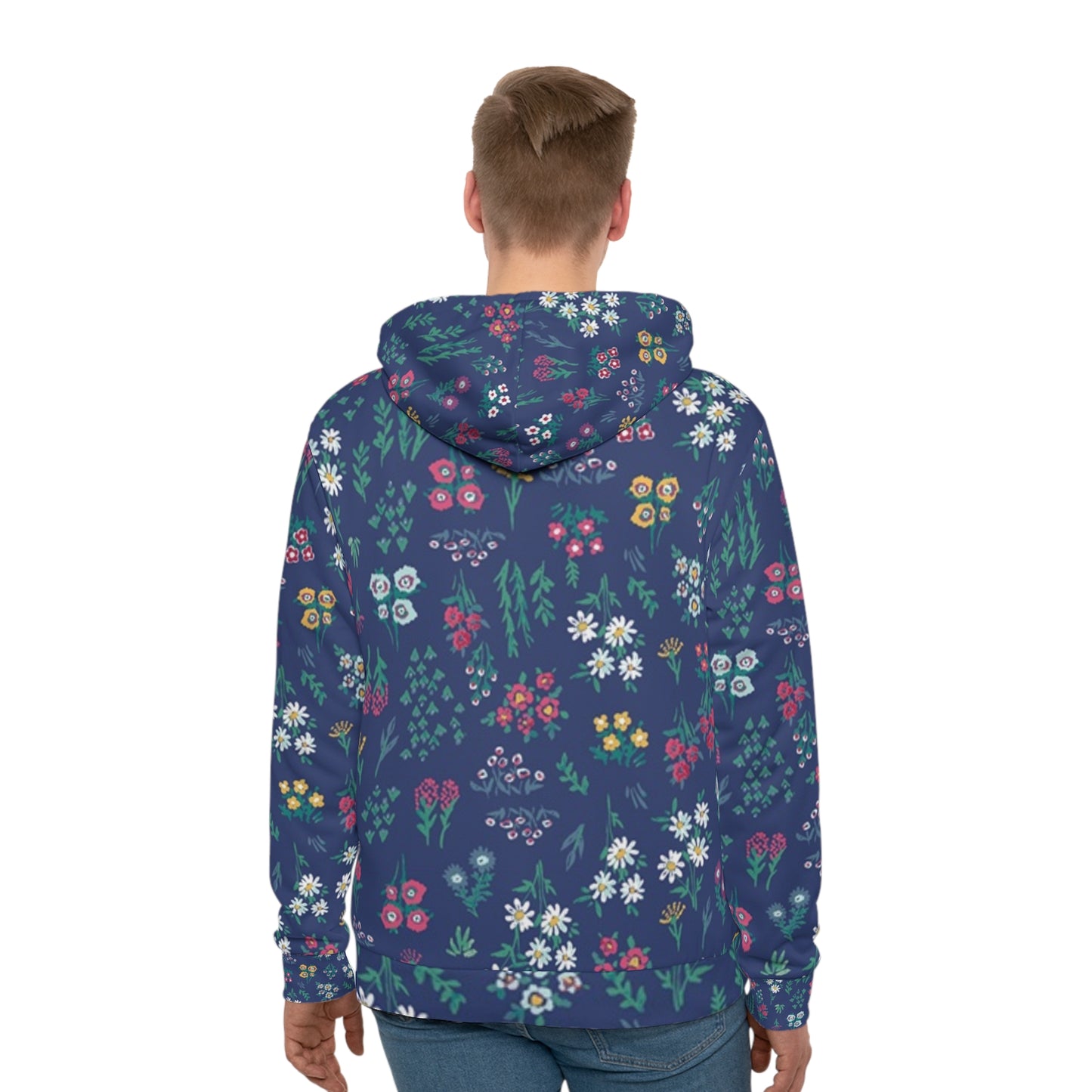 Floral Print Men's Hoodie, Cozy Casual Wear, Gift for Nature Lovers, Spring Style, Perfect for Outdoor Adventures