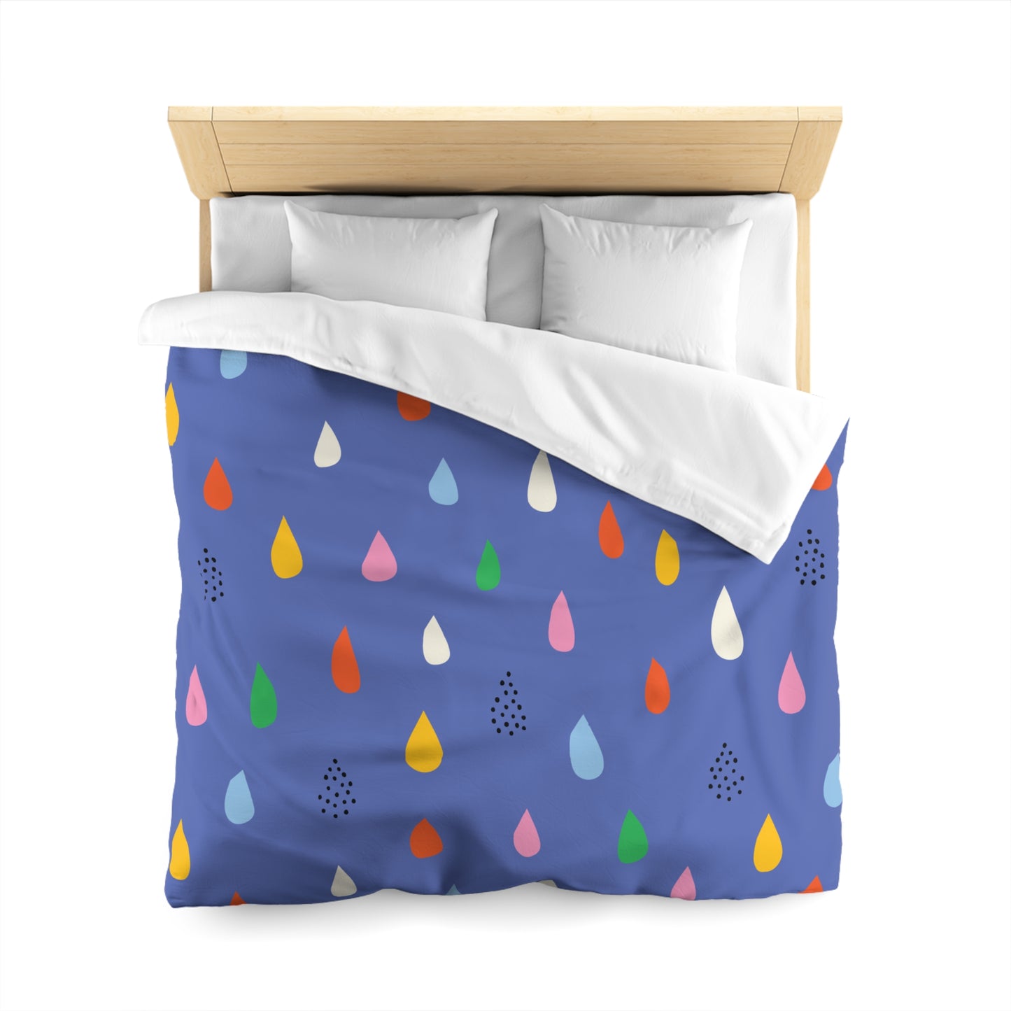 Colorful Raindrop Microfiber Duvet Cover | Cozy Bedding, Home Decor, Kids Room, Rainy Day Vibes, Gift Idea