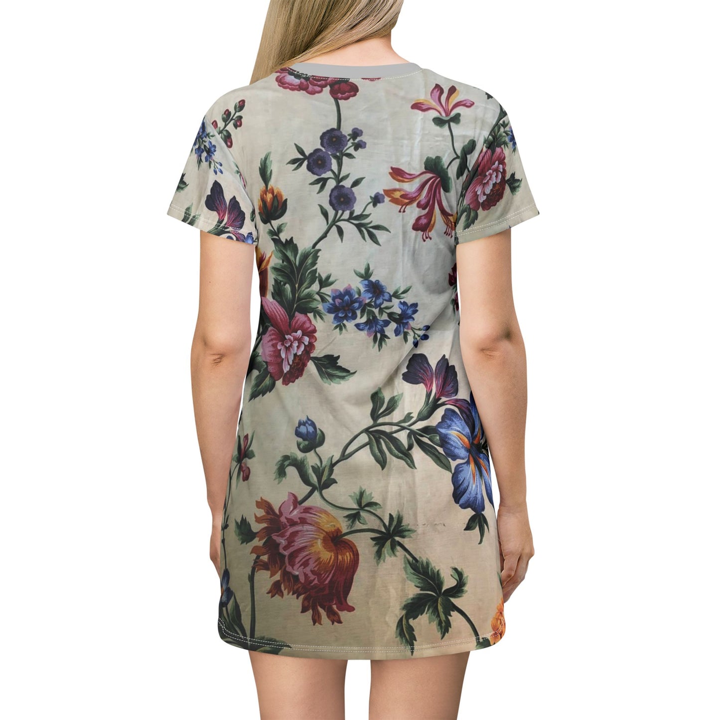 Floral Print T-Shirt Dress, Casual Summer Dress, Lounge Wear, Bohemian Style Dress, Everyday Comfort Dress, Gift for Her