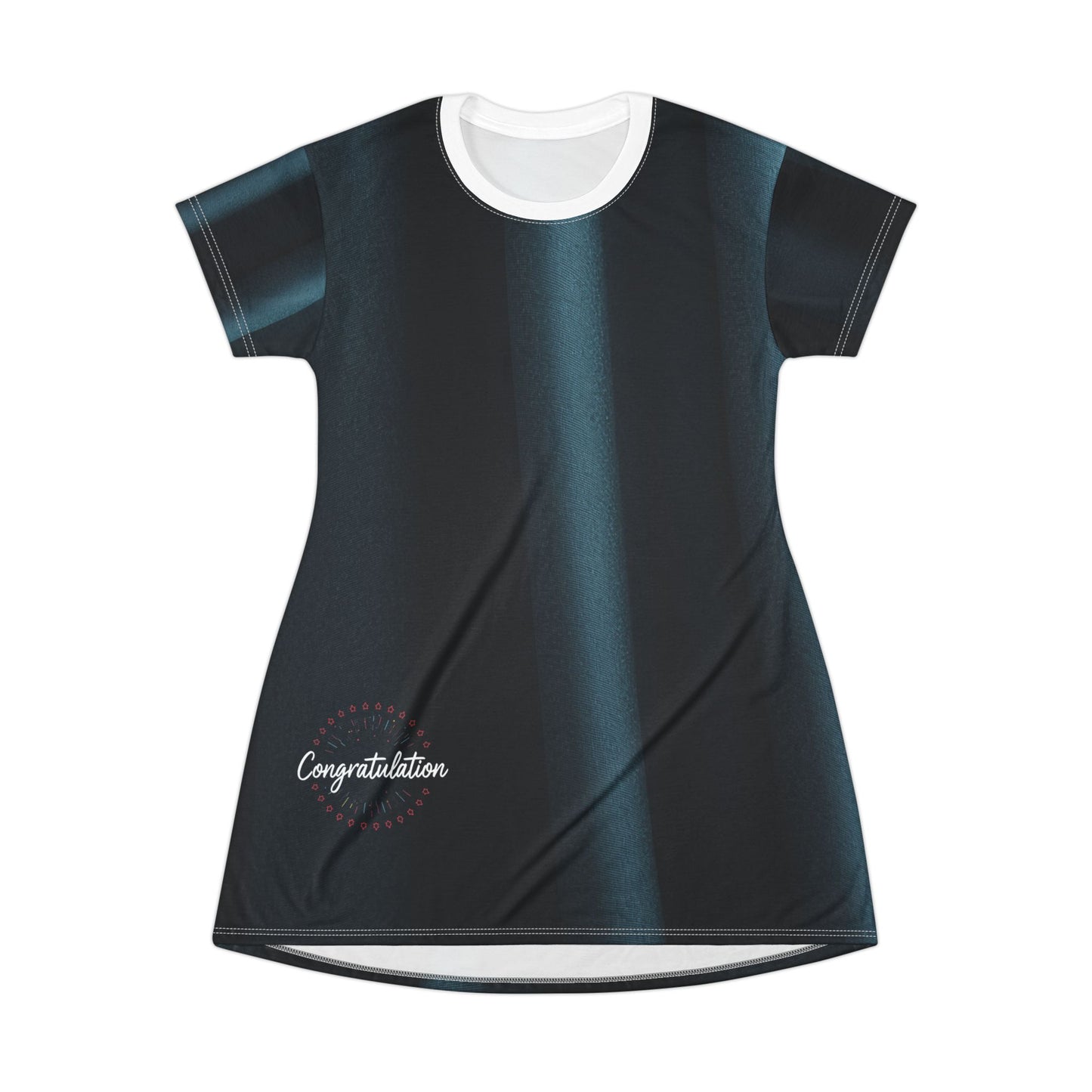 Chic Congratulations T-Shirt Dress | Casual Stylish Dress, AOP Dress, Gift for Her, Birthday Dress, Everyday Wear