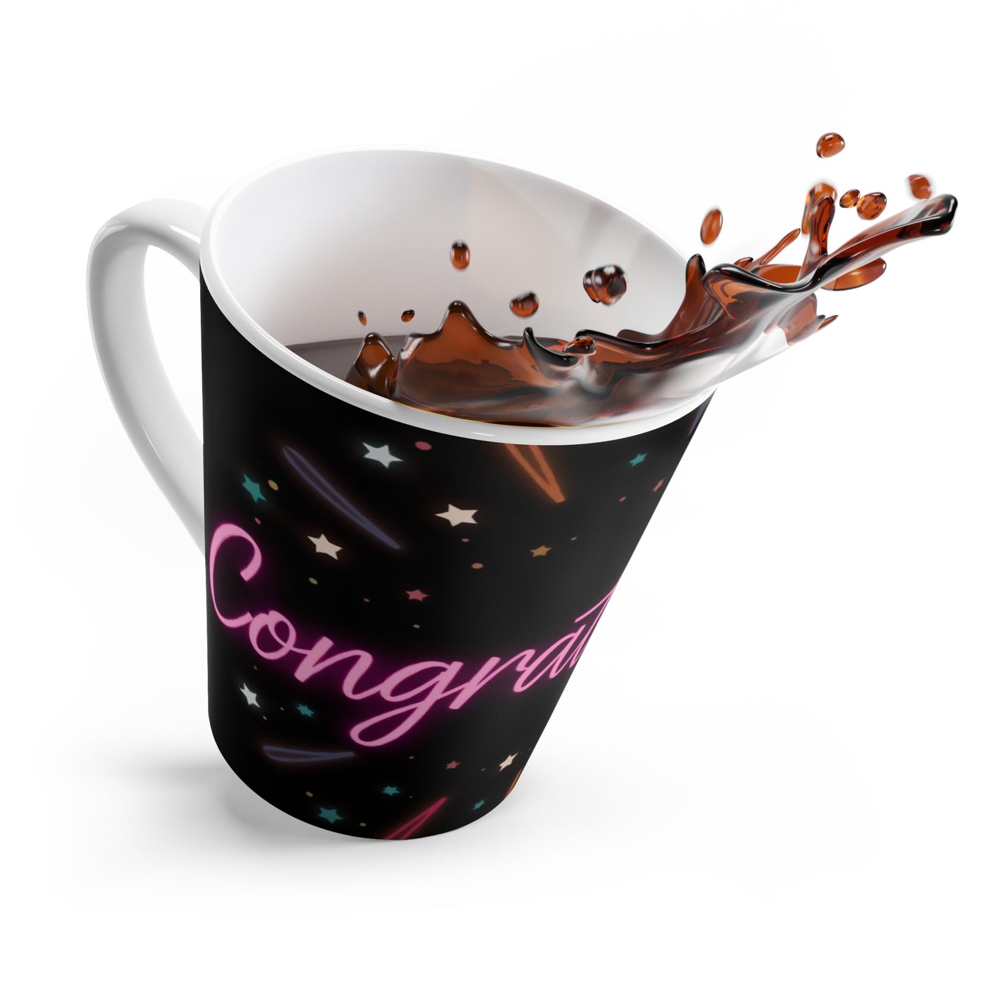 Celebration Latte Mug - Congrats Gift, Graduation Mug, Party Favor, Birthday Present, Cheerful Drinkware