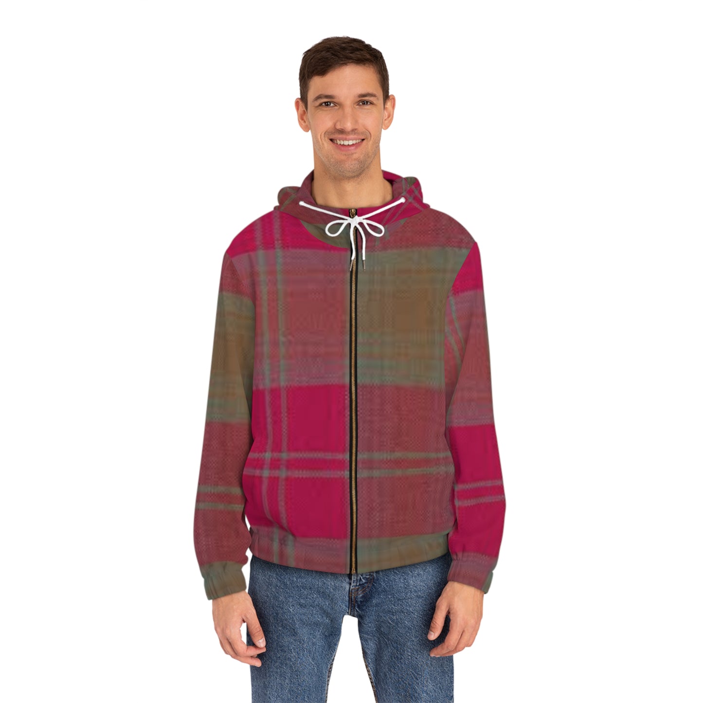 Tartan Stylish Men's Full-Zip Hoodie | Cozy Plaid Design, Perfect for Casual Wear, Fall Fashion, Gift for Him, Outdoor Adventures