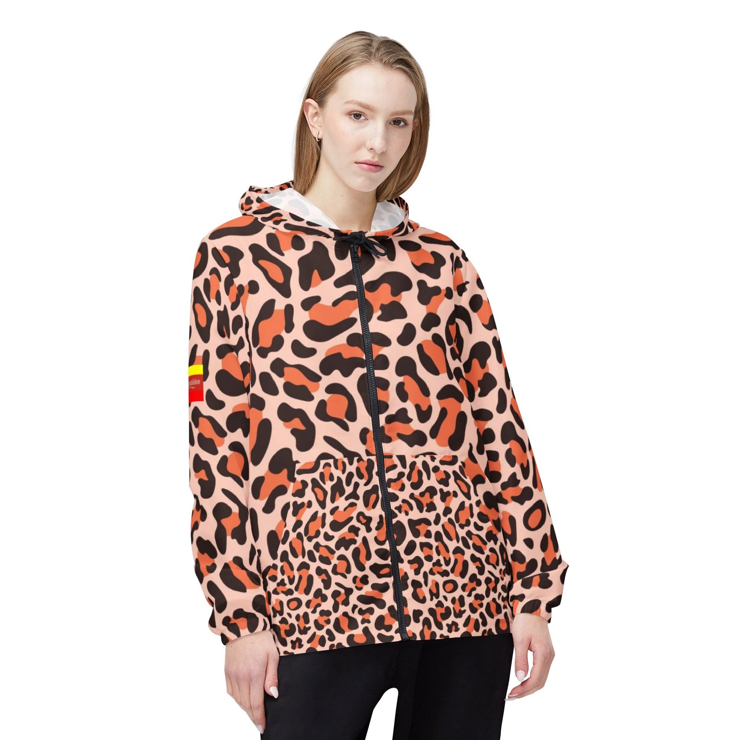 Trendy Leopard Print Windbreaker Jacket, Stylish Rain Gear, Outdoor Fashion, Lightweight Coat, College Style, Festival Outerwear
