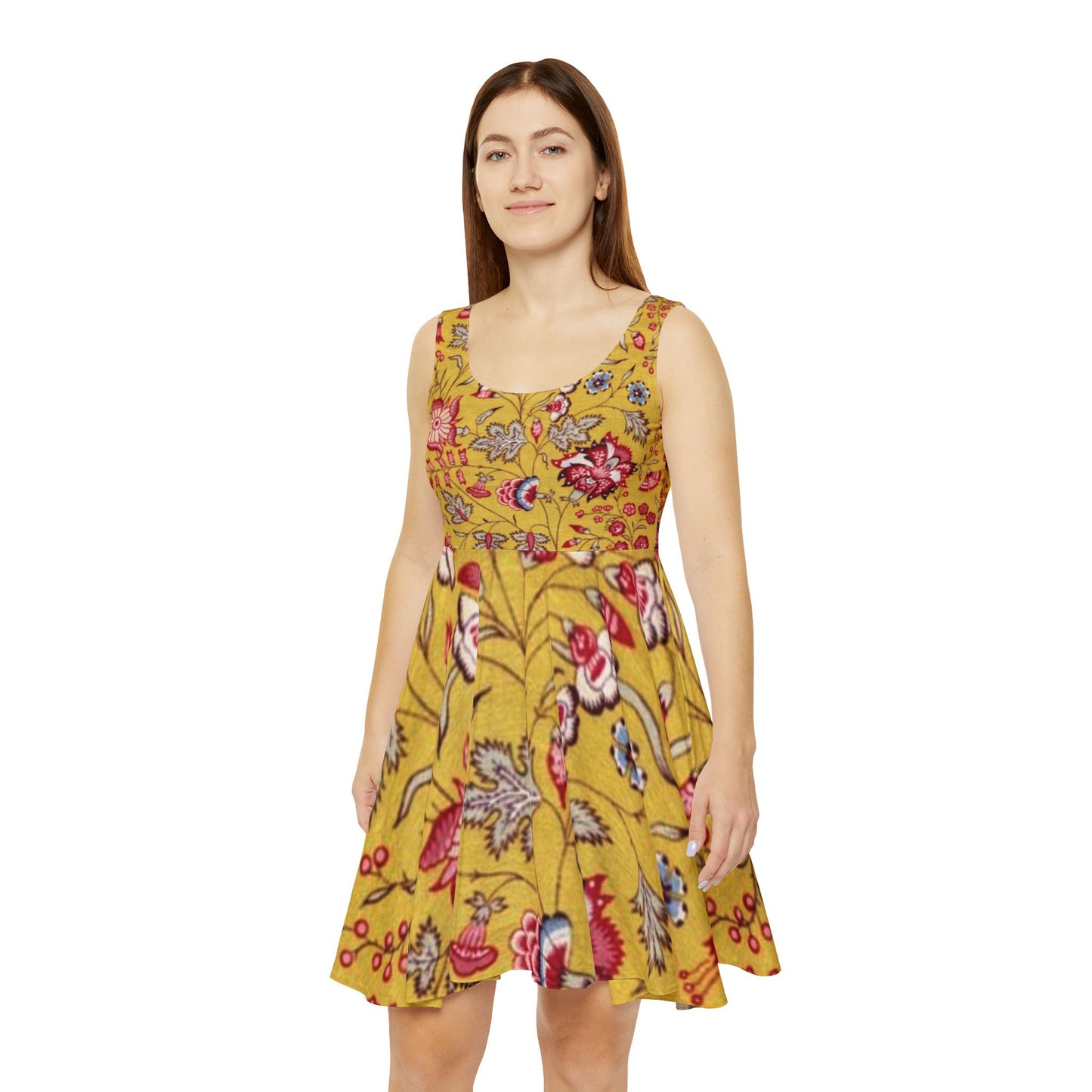 Women's Floral Skater Dress, Bohemian Dress, Summer Outfit, Vintage Inspired Fashion, Casual Dress, Wedding Guest Attire