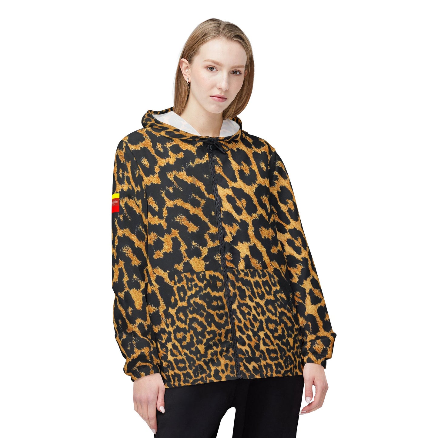 Stylish Leopard Print Windbreaker Jacket, Trendy Outerwear, Rain Jacket, Statement Piece, Animal Print Apparel, Casual Chic