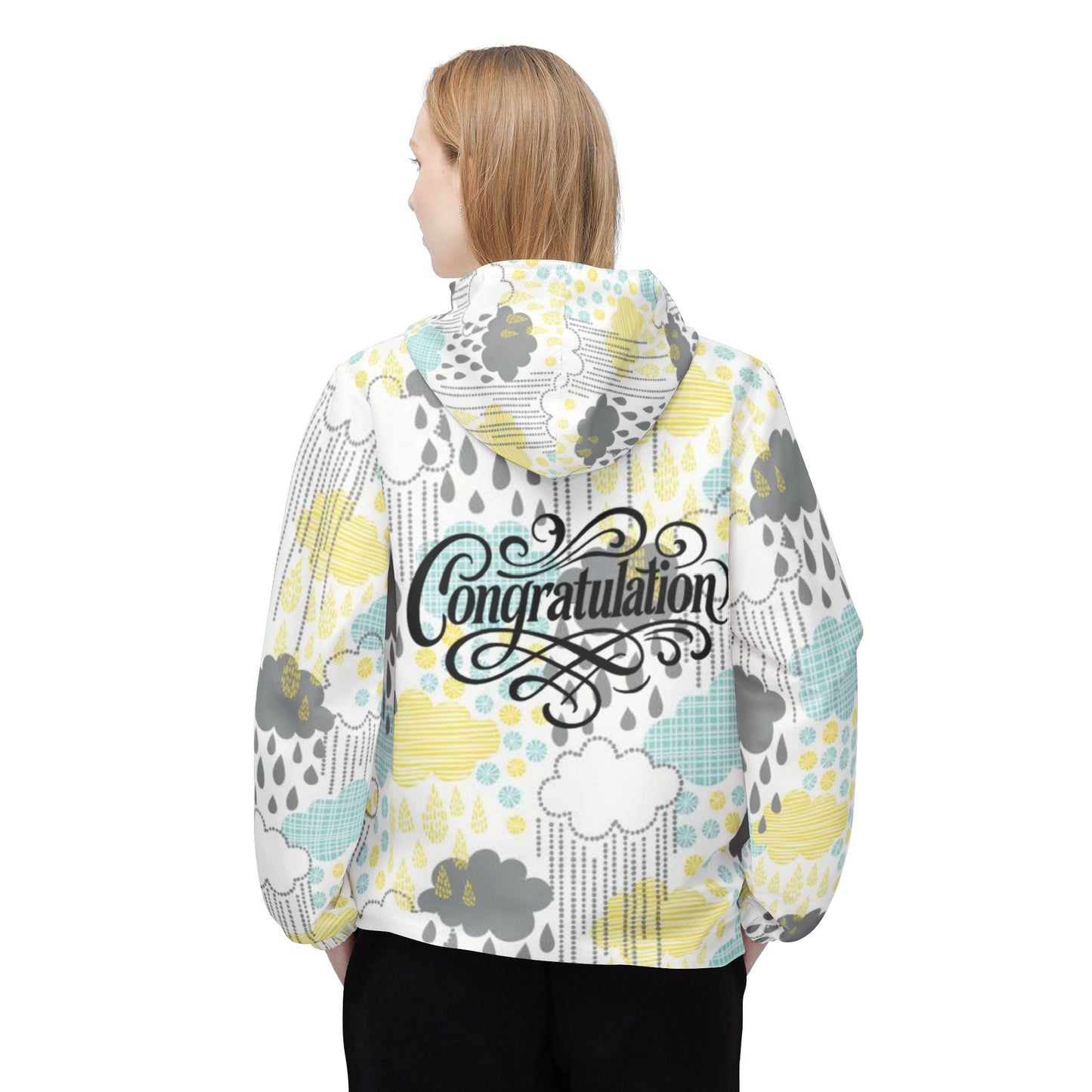 Celebration Windbreaker Jacket, Colorful Rainy Day Jacket, Gift for Graduates, Trendy Outdoor Wear, Weatherproof Windbreaker