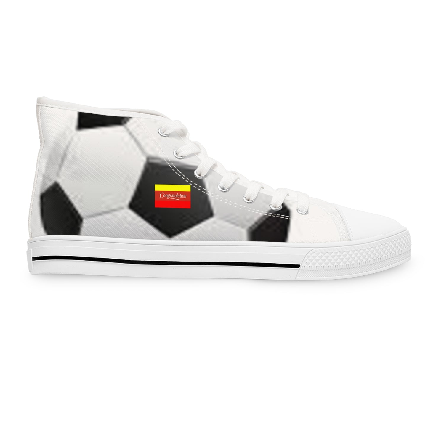 Women's Soccer-Themed High Top Sneakers | Sporty Style for Game Day, Athletic Events, Casual Wear, Gifts for Soccer Lovers, Trendy Footwear