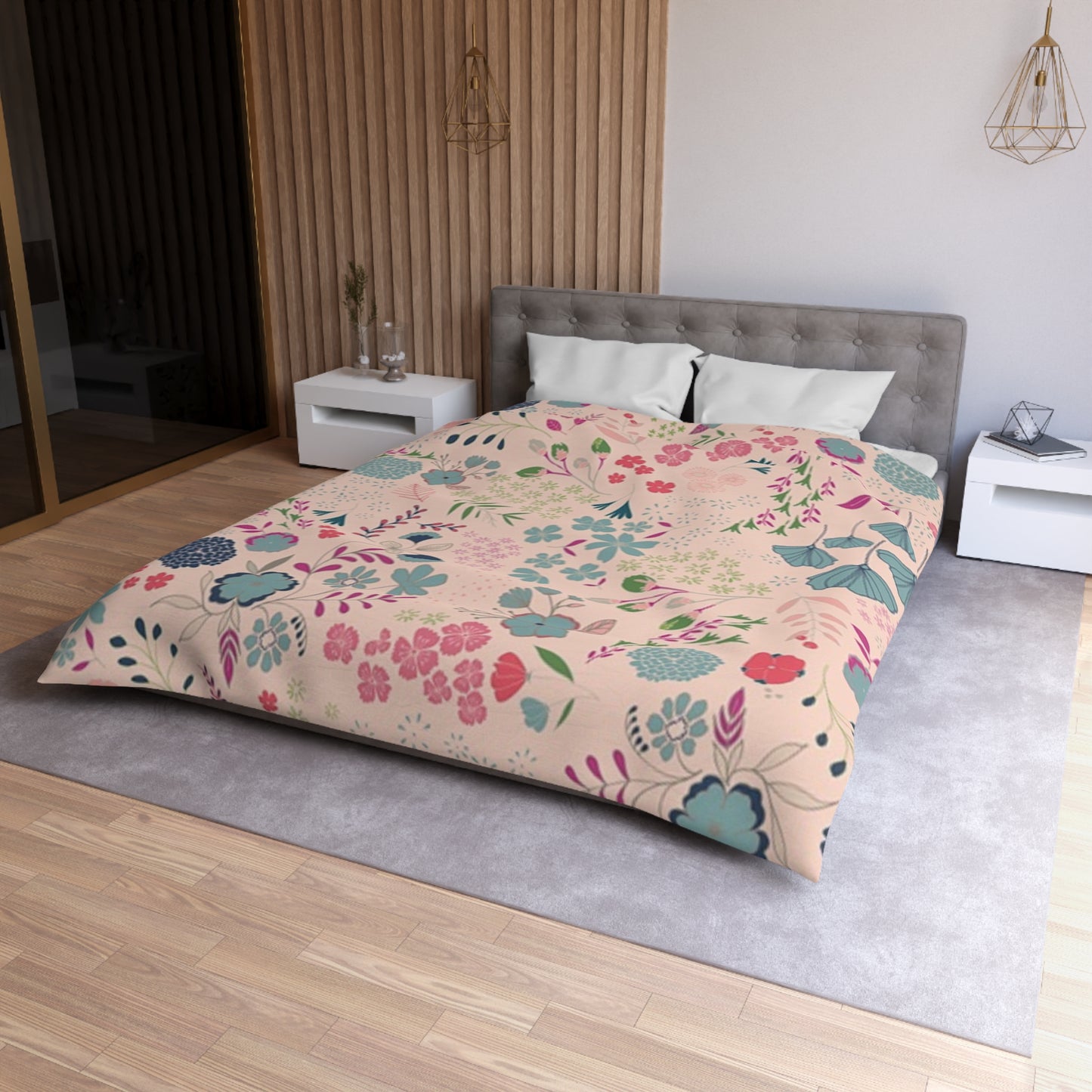 Floral Microfiber Duvet Cover - Cozy Bedding for Home Decor, Spring Bedroom Makeover, Gifts for Her, Relaxing Sleep Environment