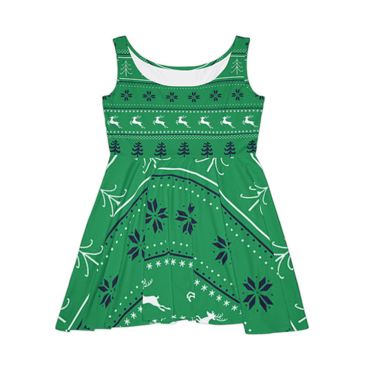 Festive Women's Skater Dress, Holiday Party Dress, Casual Everyday Wear, Christmas Outfit, Cheerful Summer Dress