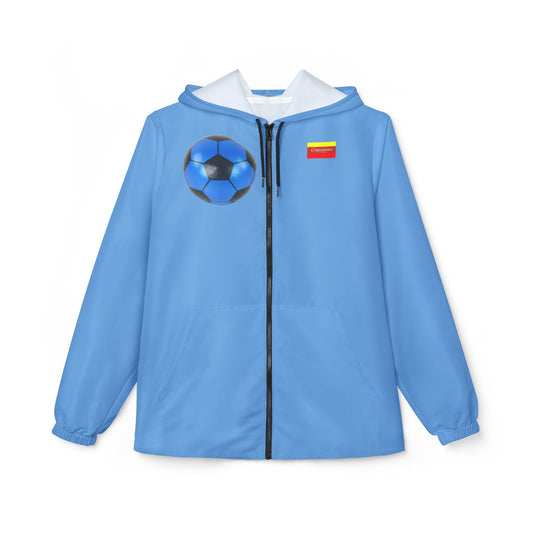 Sporty Windbreaker Jacket, Lightweight Athletic Jacket, Soccer Fan Raincoat, AOP Outdoor Gear, Casual Sportswear