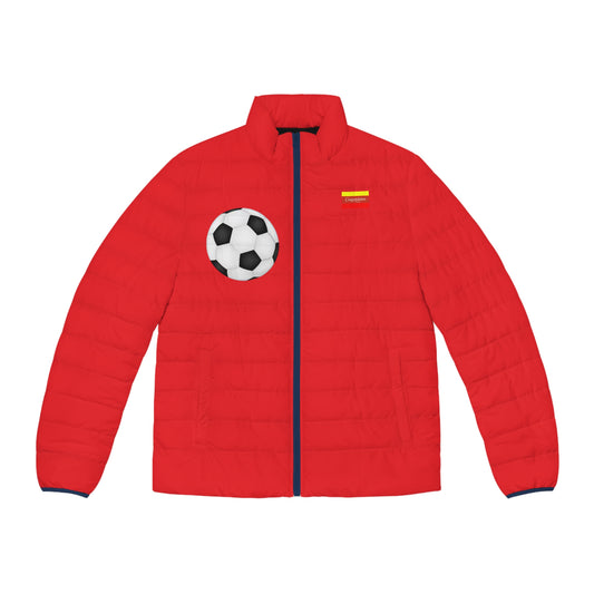 Sporty Men's Puffer Jacket with Soccer Design - Perfect for Game Day, Outdoor Activities, and Team Spirit