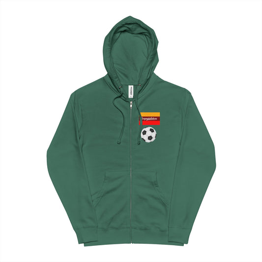 Unisex Fleece Zip-Up Hoodie with Soccer Ball Design | Sportswear, Gift for Athletes, Casual Wear, Outdoor Activities, Team Spirit