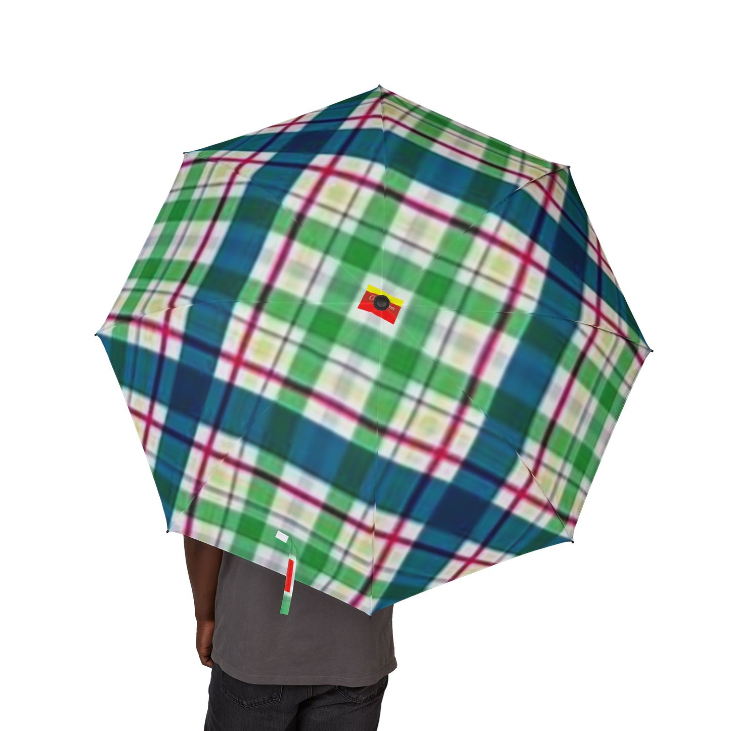 Stylish Semi-Automatic Foldable Umbrella - Plaid Design for Rainy Days, Travel Companion, Gift for Him/Her, Spring/Summer Essential, [...]