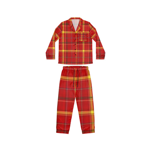Cozy Holiday Women's Satin Pajamas, Festive PJs, Relaxing Loungewear, Plaid Sleep Set, Christmas Gift Idea