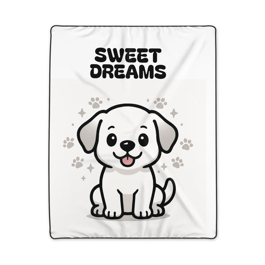 Cozy Dog-Themed Polyester Blanket, Sweet Dreams Paw Print Throw, Pet Lover Gift, Warm Snuggle Blanket, Dog Parent Home Decor