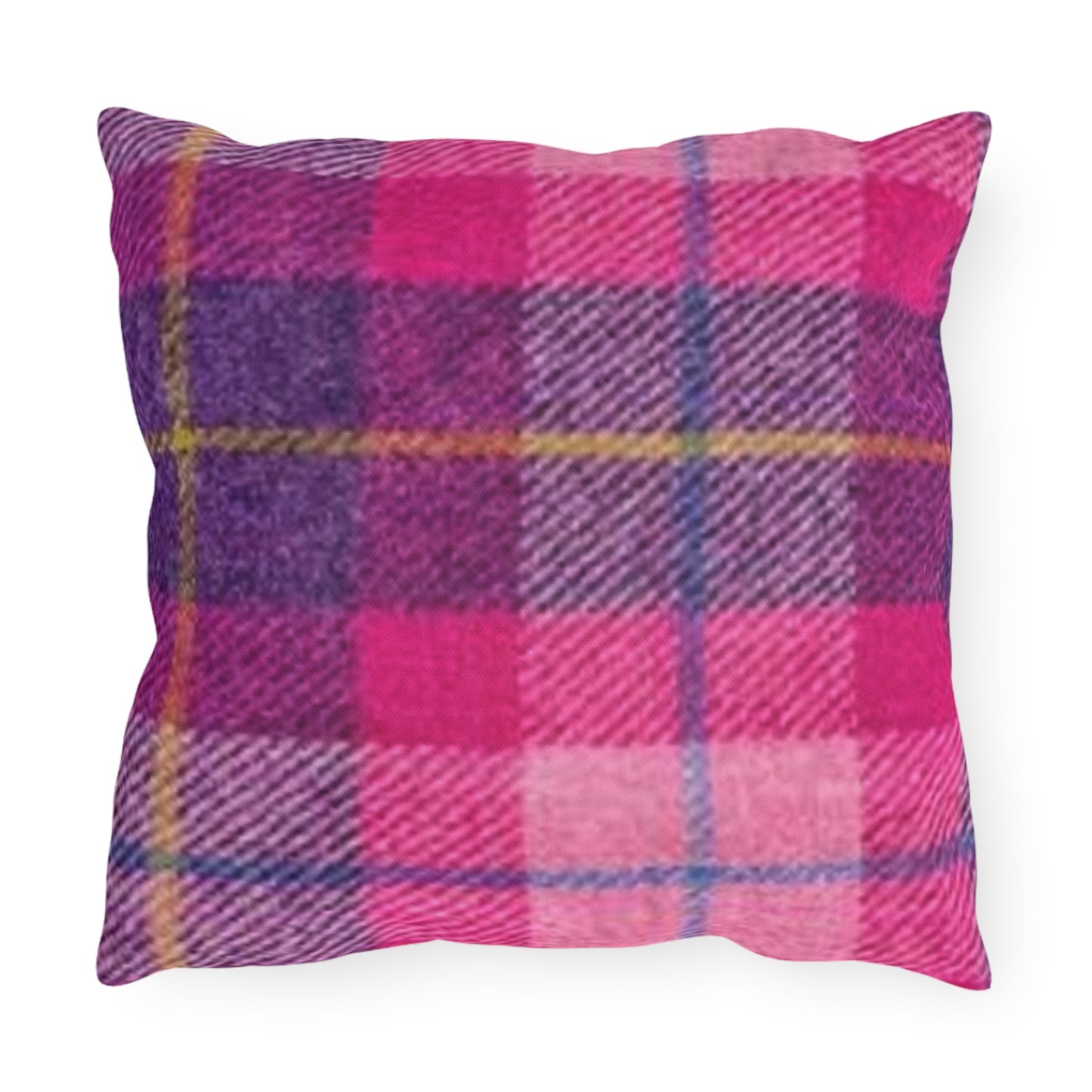 Tartan Outdoor Pillow: Cozy garden, patio, picnic decor. Gift idea.